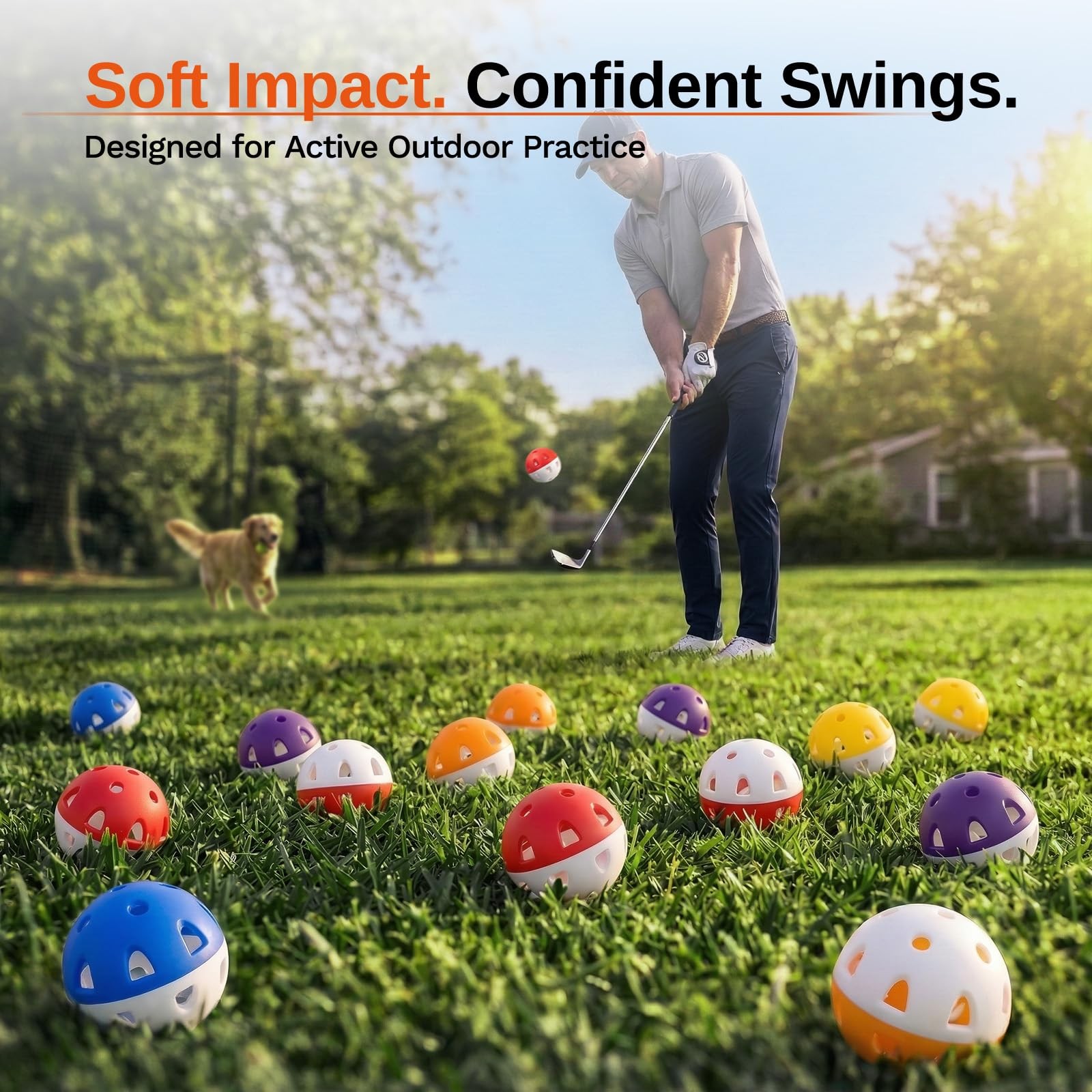 Practice Golf Balls (20 Pack), Limited-Flight Training Balls, High Visibility...
