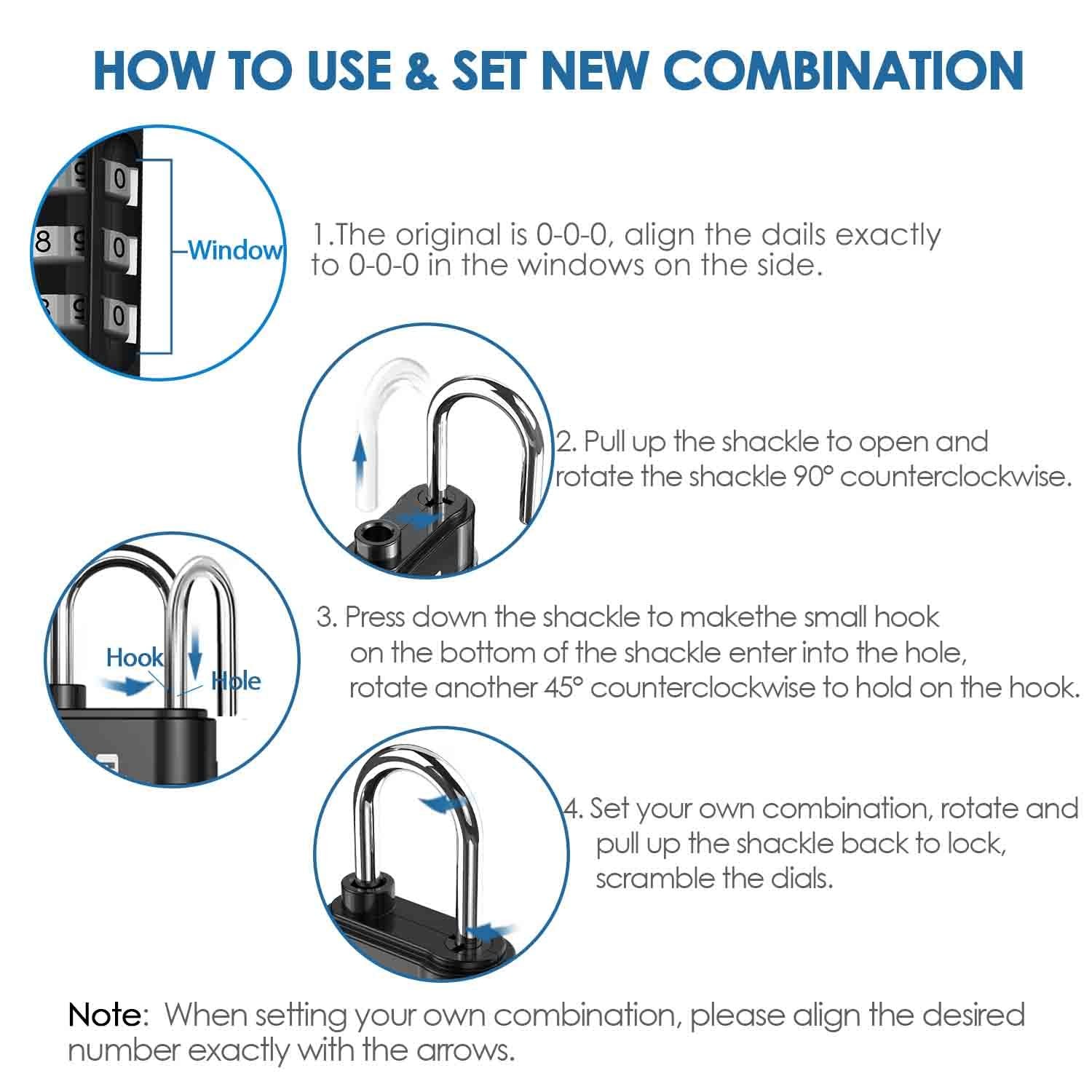 GIVERARE 4 Pack Combination Lock, 3-Digit Padlock Keyless, Small, Black