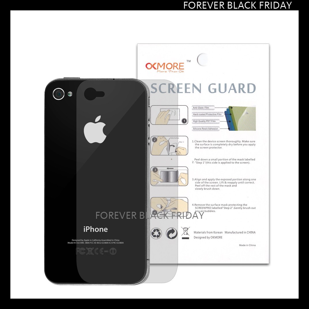 iPhone 4 4S Screen Protector Anti-Scratch Clear 3x Front Back Full Body Cover