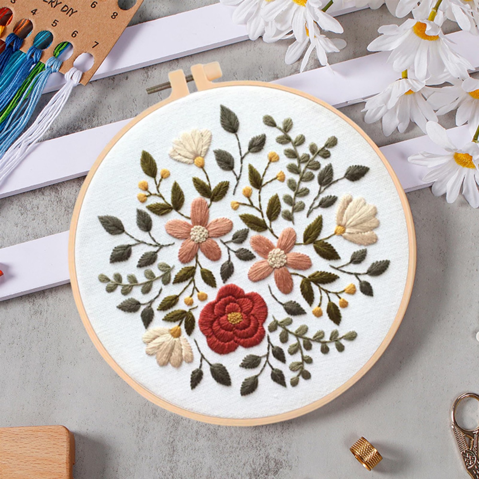 Huacan Embroidery Kits Flower for Adults 20 cm x 20 x 1 cm, 5