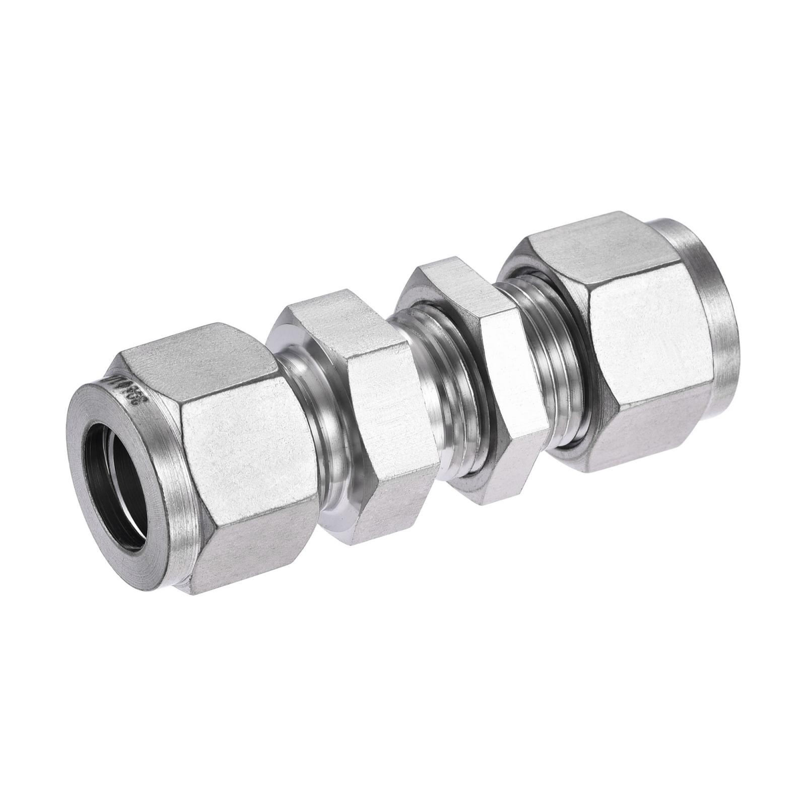 Compression Tube Fitting 1/2" Tube OD Bulkhead Union 304 Stainless Steel