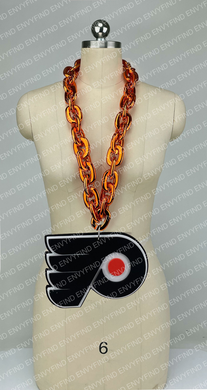 New NHL Philadelphia Flyers BIG Fan Chain Orange Necklace Foam MI USA
