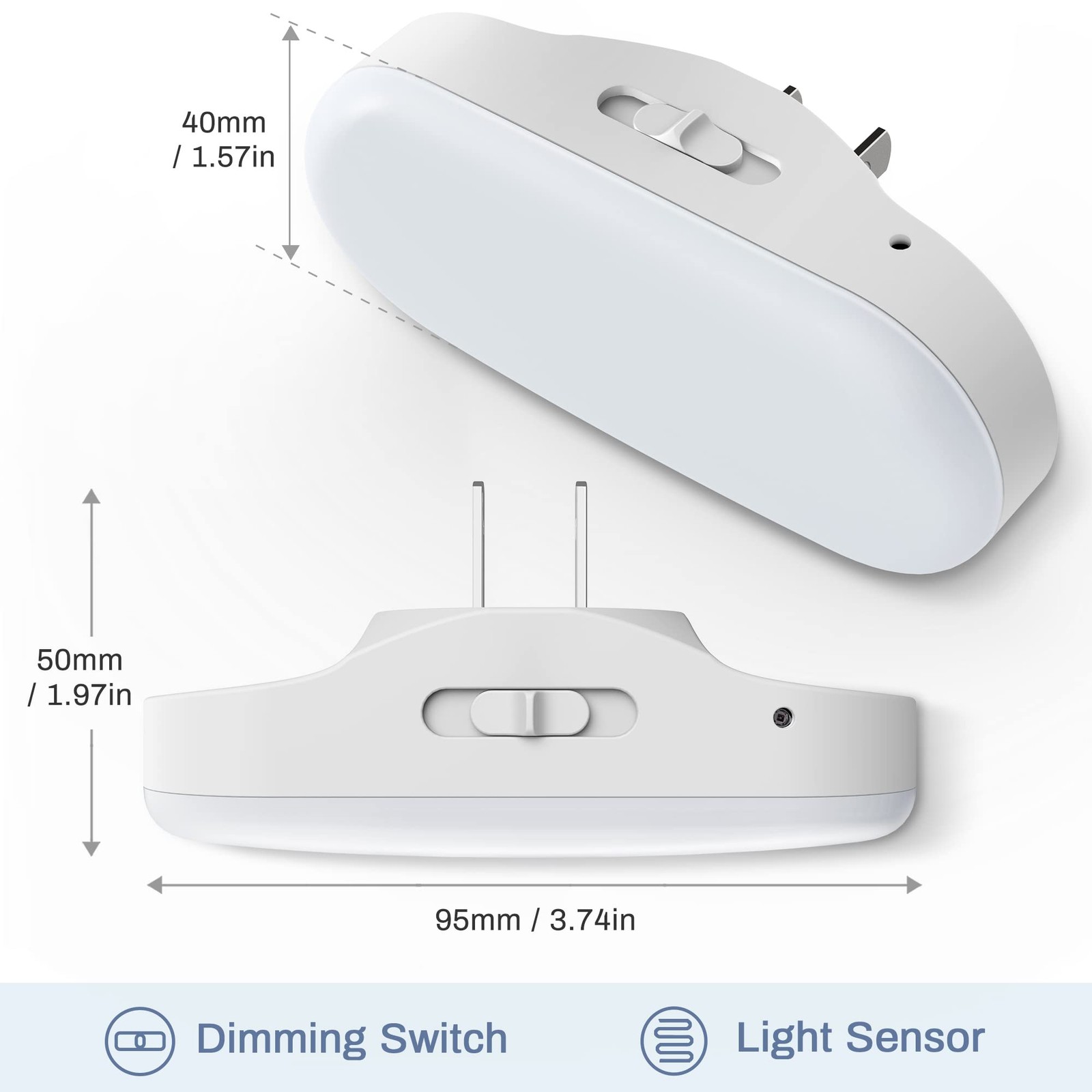Doreshop 2 Pack Dimmable Night Light with Dusk to Dawn Sensor 5000K