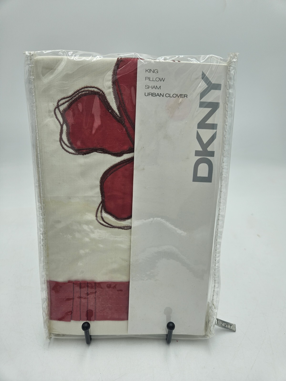 New DKNY King Sham RED  "Urban Clover" Floral 20x36 100% Cotton