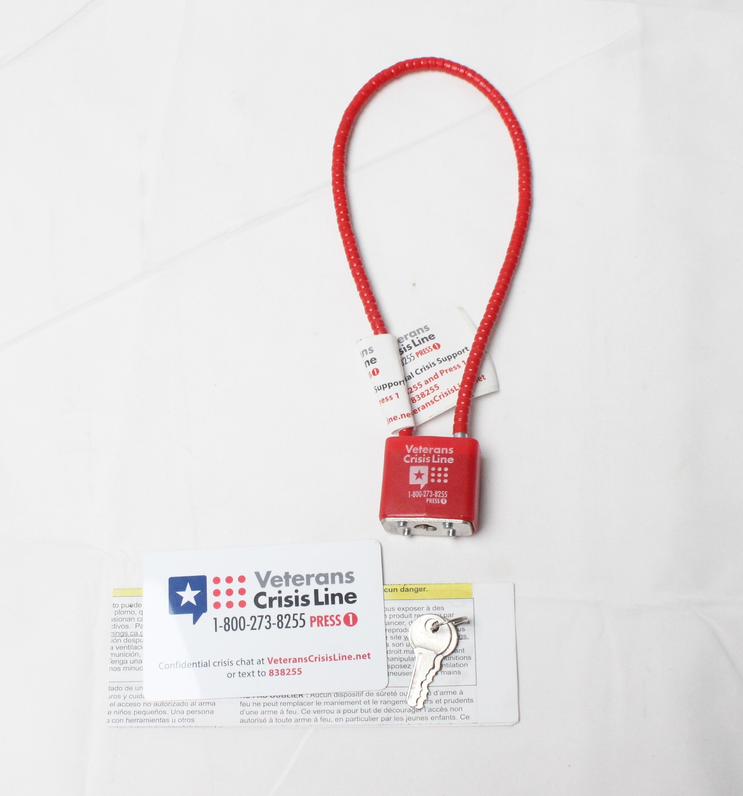 Veterans Confidential Crisis Line Cable Gun Lock with 2 Keys JJ4 Red New
