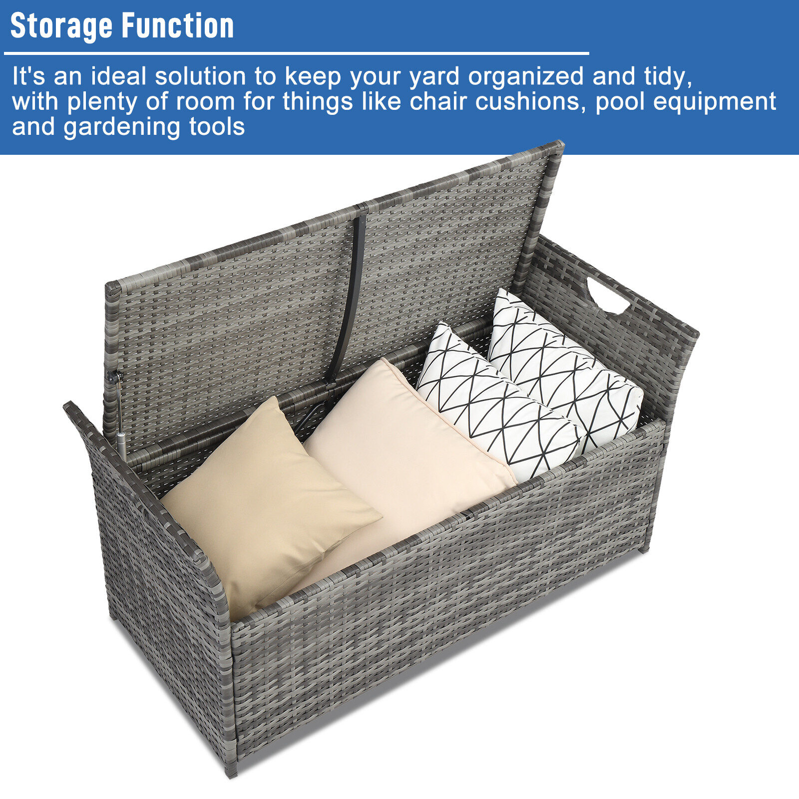 Iron Can Accommodate Gray Gradient Footstool Locker Rattan Locker Beige Mat