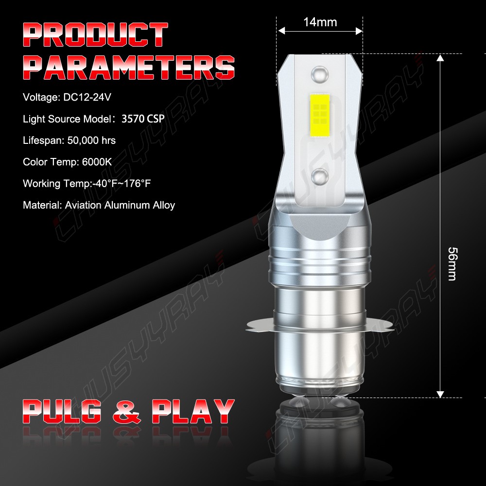 FOR Honda Rincon 650 680 2003-2015 Pair H6 LED Headlight Light Bulbs 6000K White