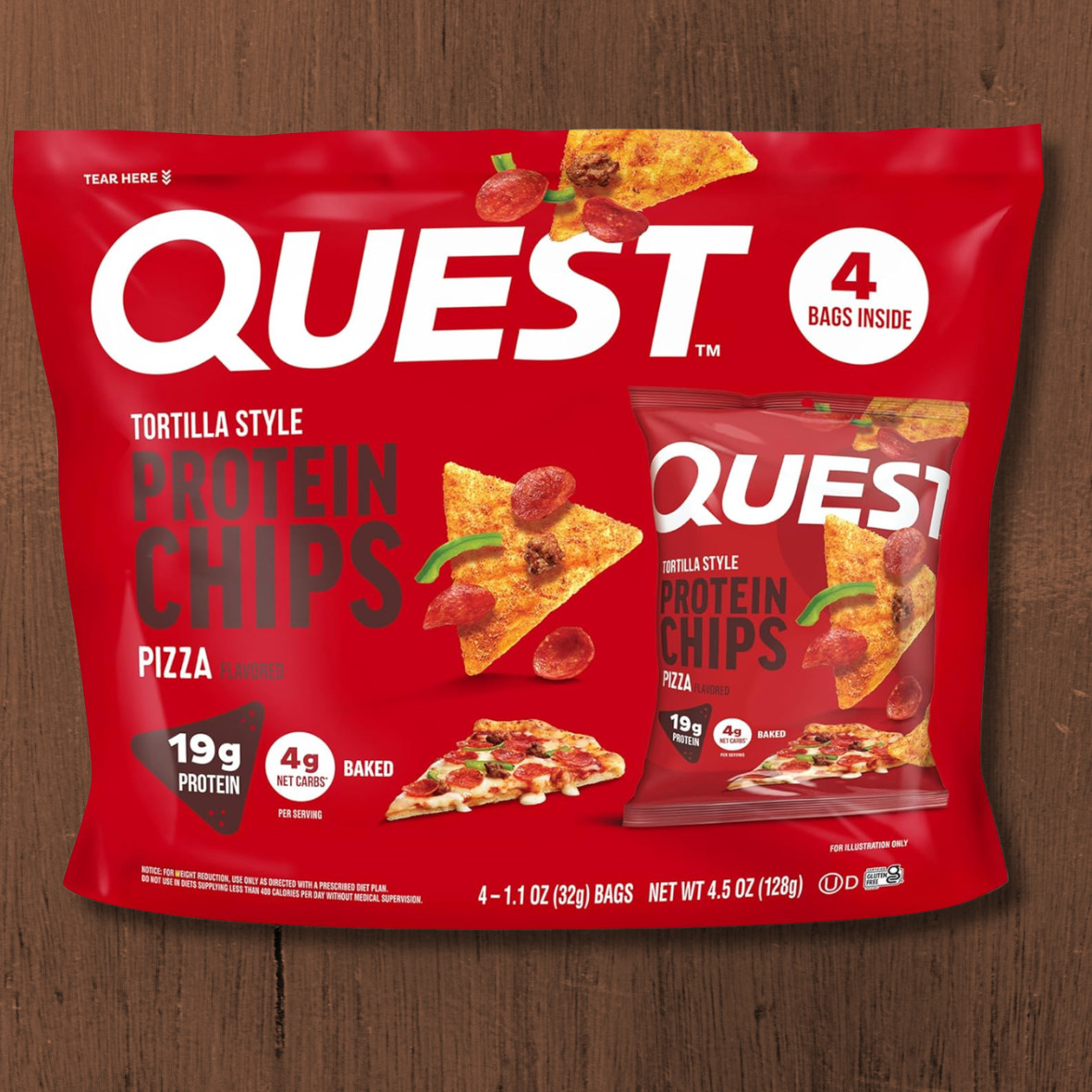 Tortilla Style Protein Chips, 19G Protein,Baked,Pizza Flavor,1.1Oz Bags...