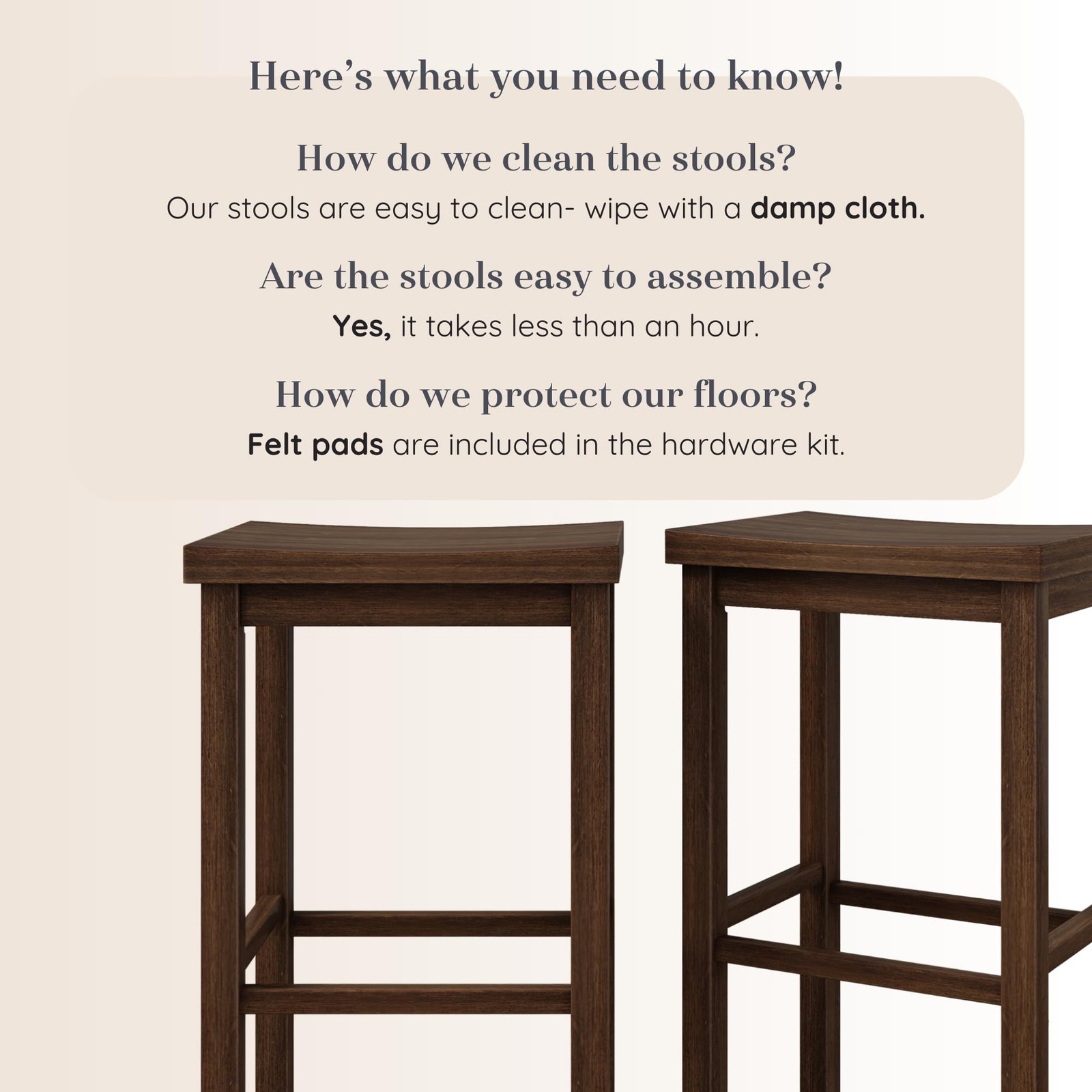 Smith Bar Stool Set of 2, Walnut
