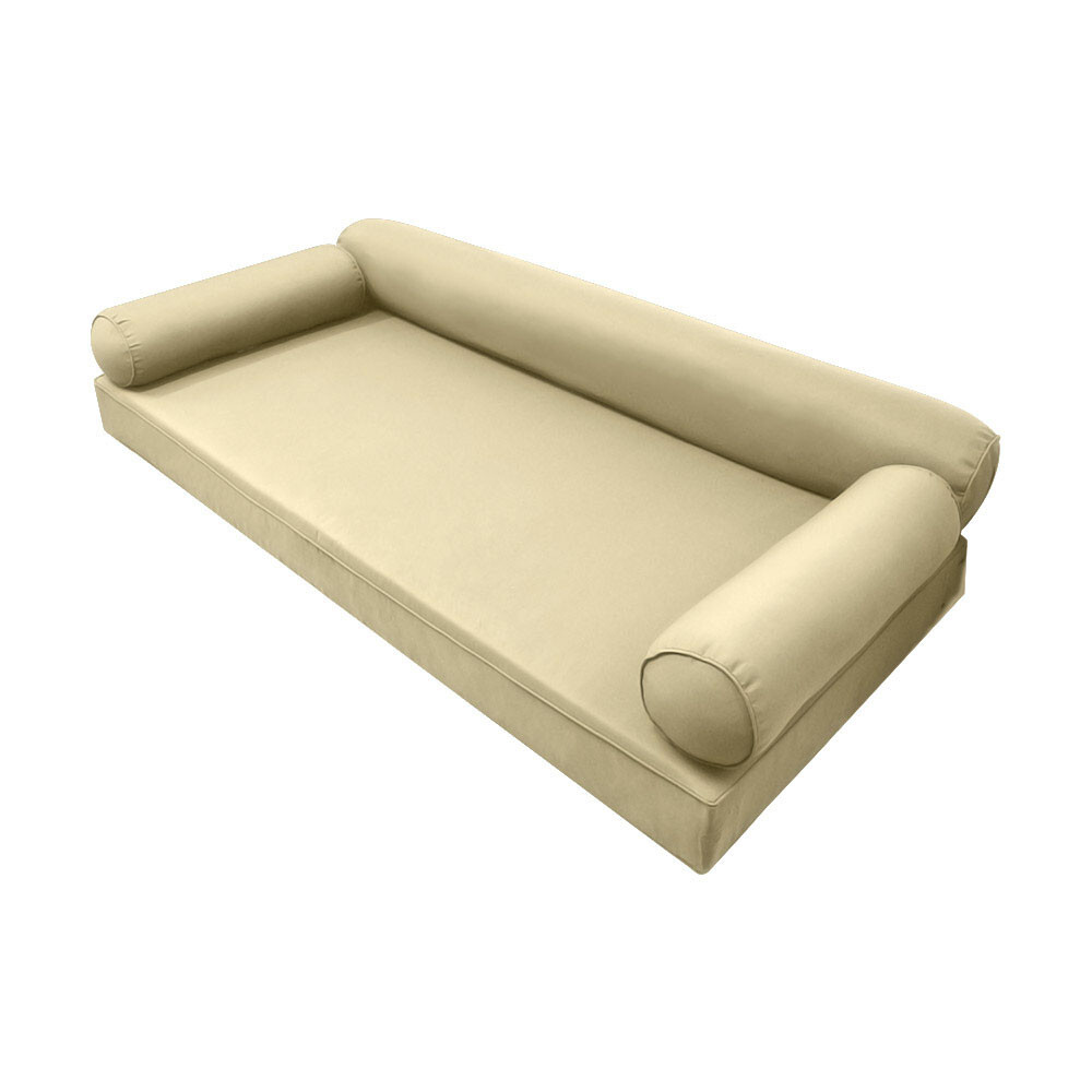 |SLIPCOVER ONLY|S6 Daybed Mattress Bolster Pillow Cover Piped Trim Twin-XL AD103