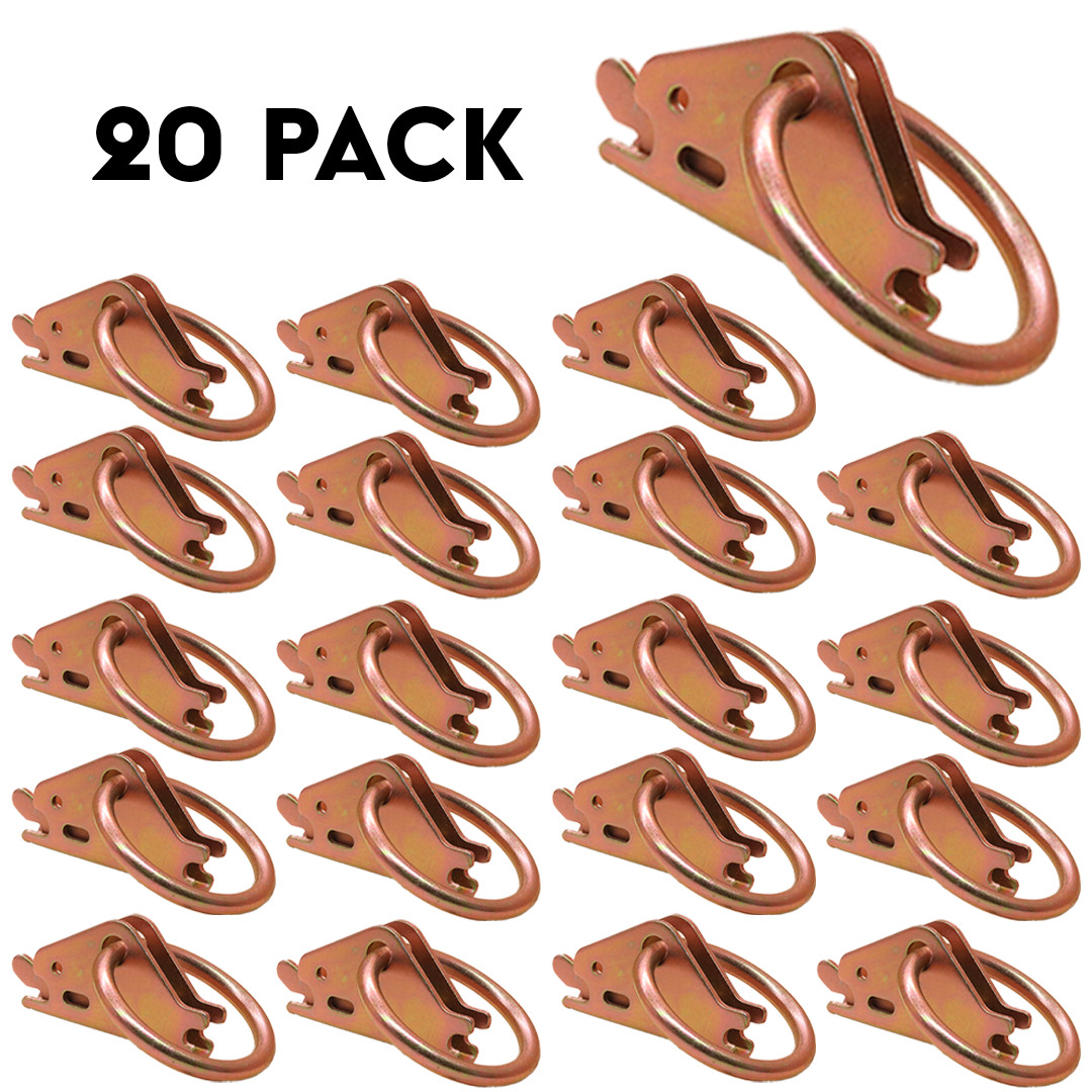 20PC E Track Tie-Down Anchors Fitting O Ring Enclosed Trailer Cargo Van Truck