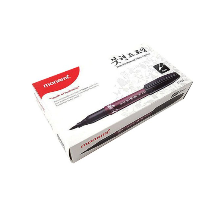 12pcs Monami Brush Pen Drawing Non-Permanent Fiber Tip Pen / Free Shipping
