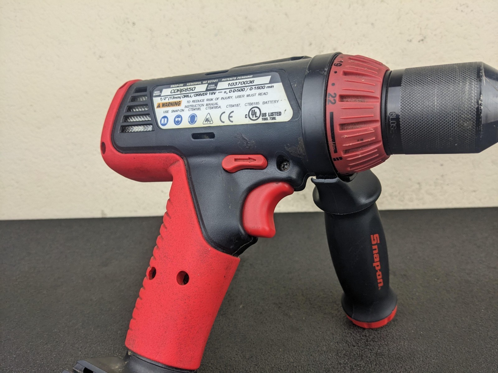 #bn481 SNAP-ON TOOLS CORDLESS 18V CDR6850 1/2" 13MM DRILL/DRIVER