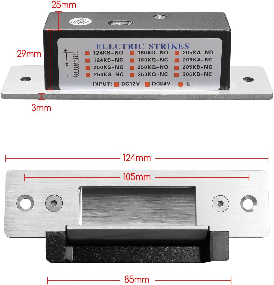 Heavy Duty Electric Strike Lock ANSI Standard Fail-Secure/Fail-Safe Adjustable F