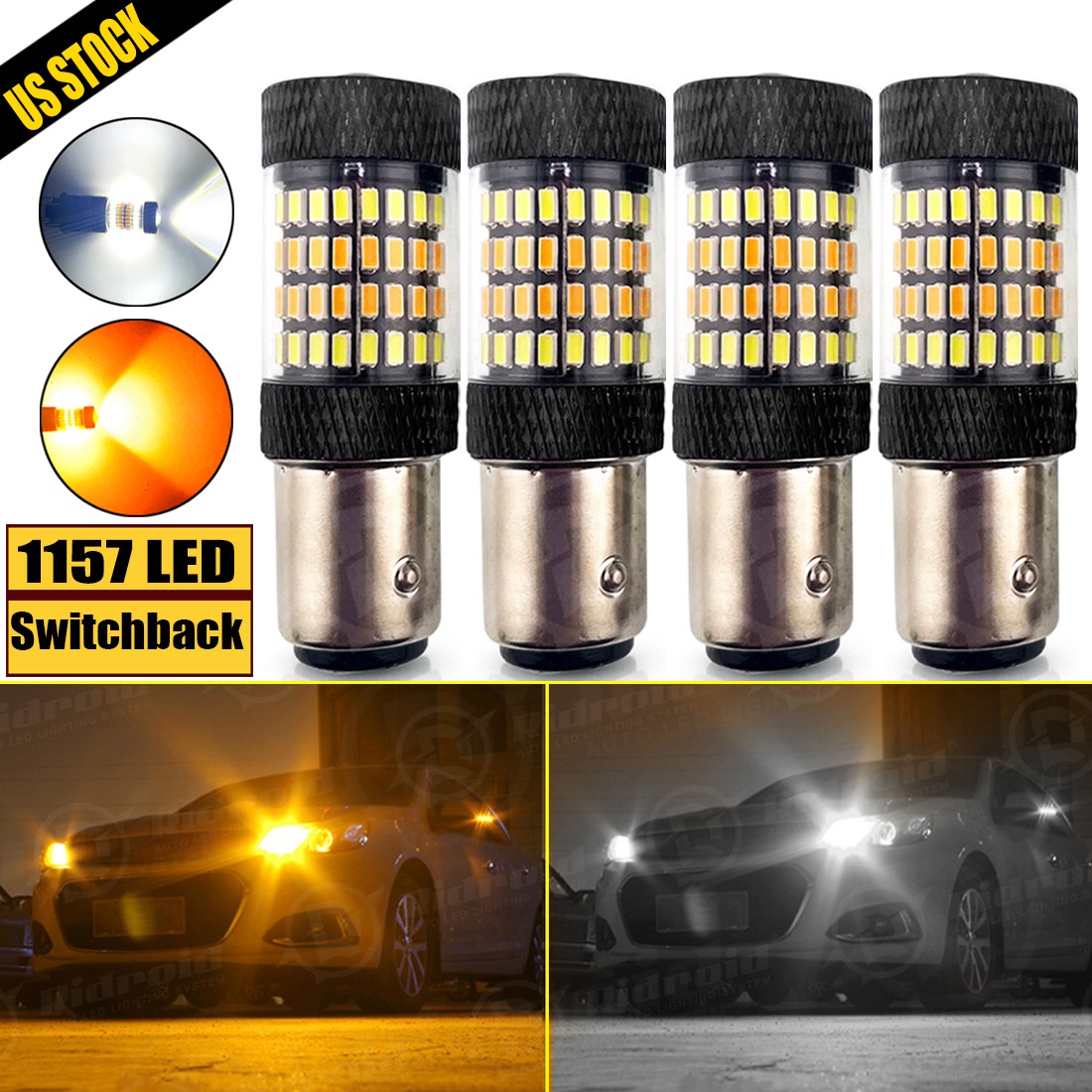 4PCS 2357 Switchback LED Turn Signal Light Bulb For Chevy GMC C/K1500 2500 Yukon