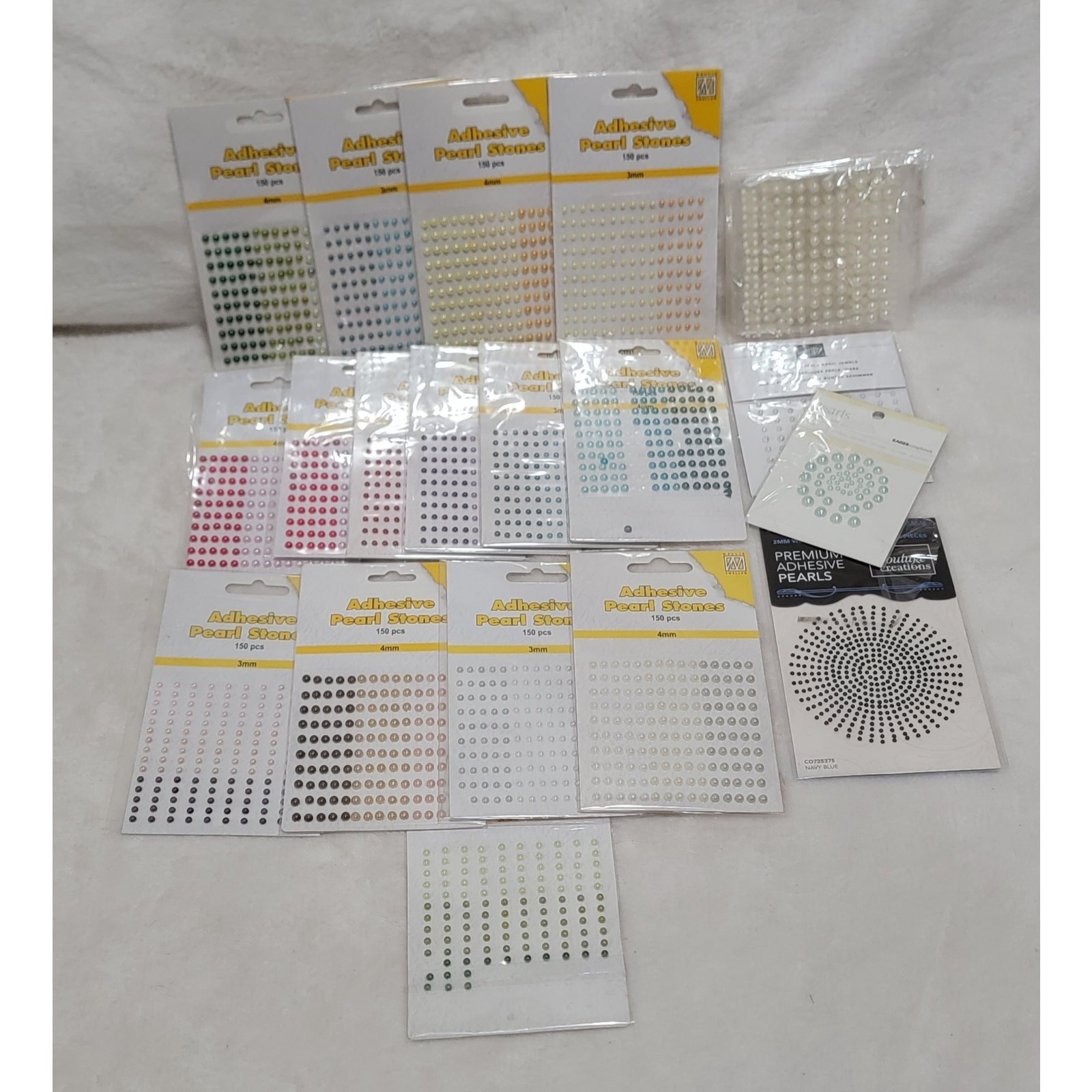 Adhesive Pearl Stones 17 pack Crafters BUNDLE