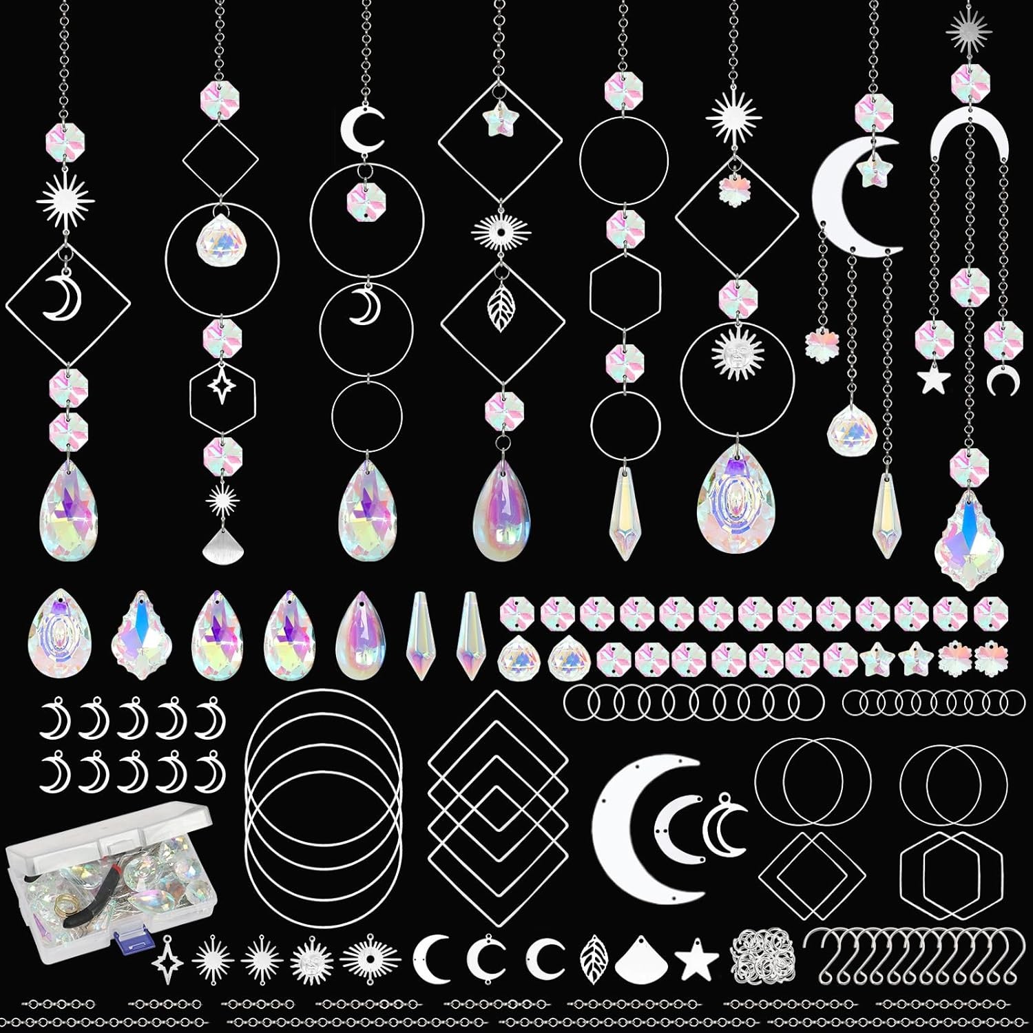 DIY Suncatcher Kit 228 PCS Crystal Suncatchers Making Supplies Hanging Prism New