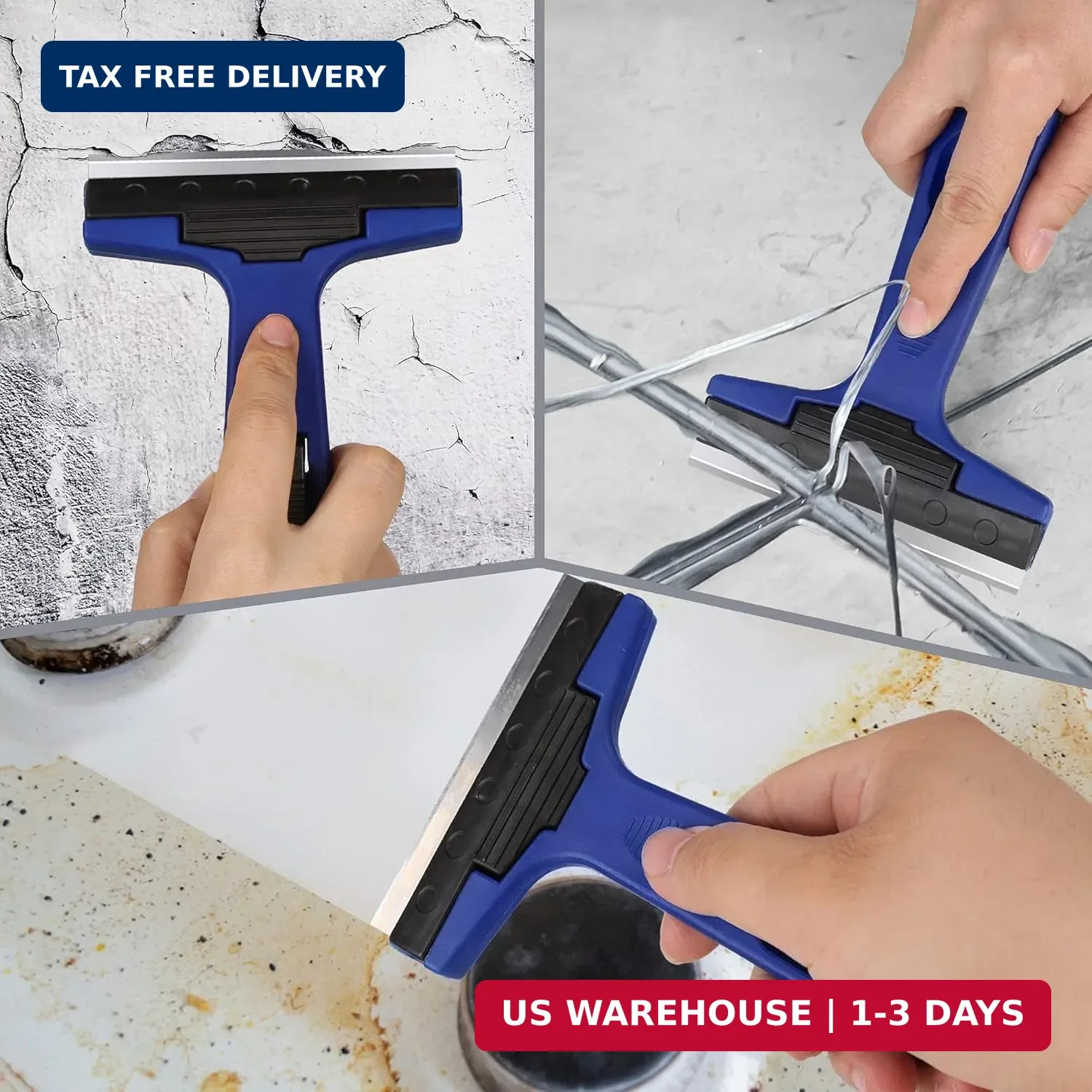 Razor Blade Scraper, 4" Scraper Tool with 10 Extra Replacement Metal Blades, Raz