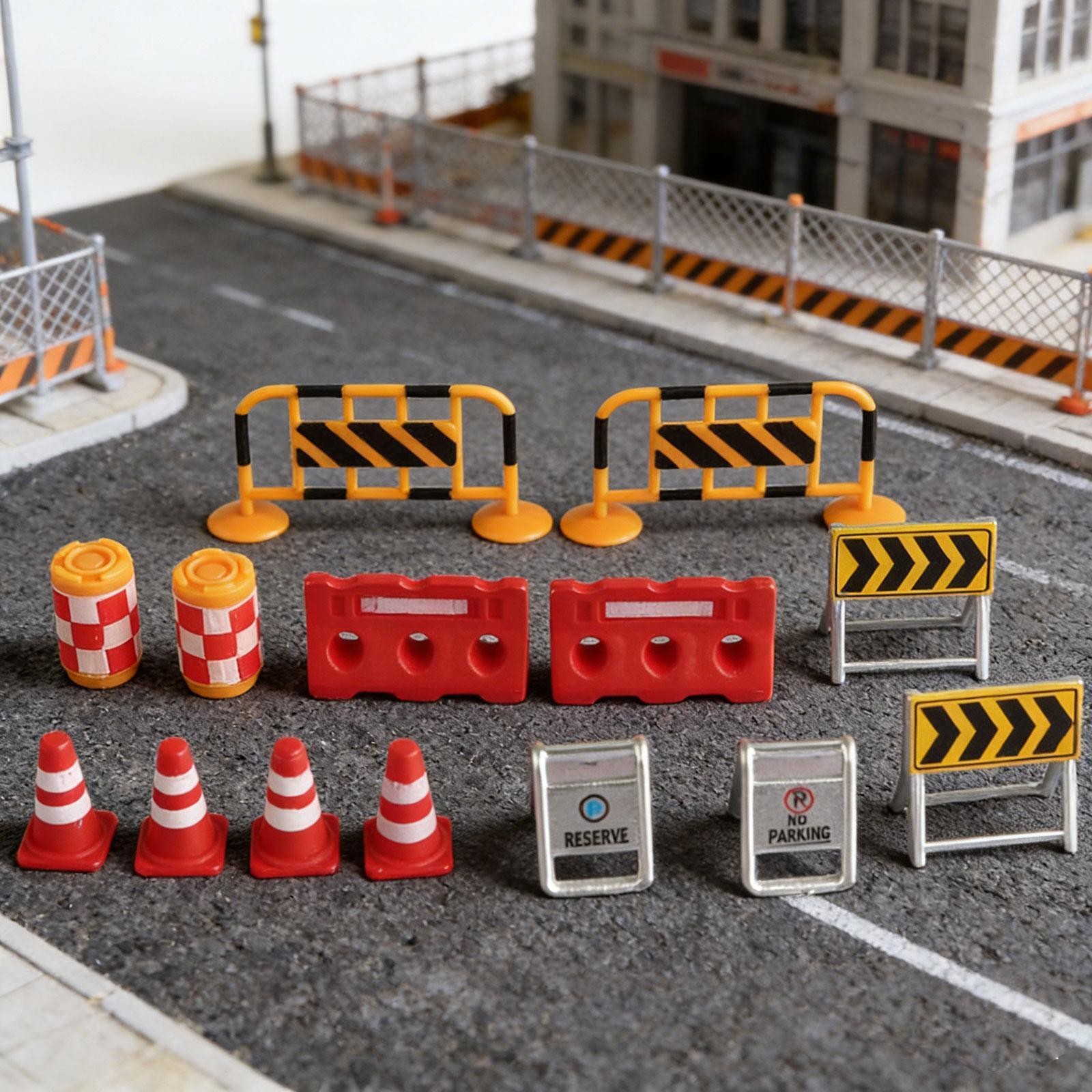 14Pcs Miniature Traffic Road Signs Models Boys Girls Birthday Street Warning