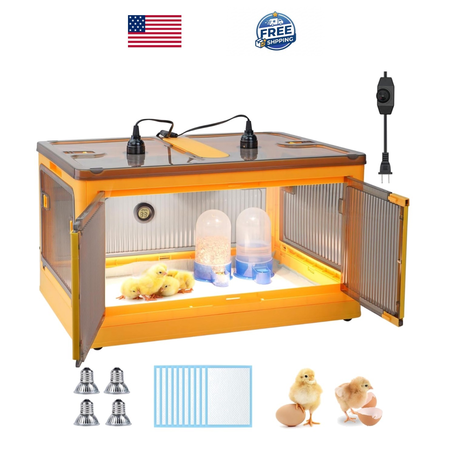 Chick Brooder Box for Chicks, Quail Brooder Box Kit with Heater Feeder