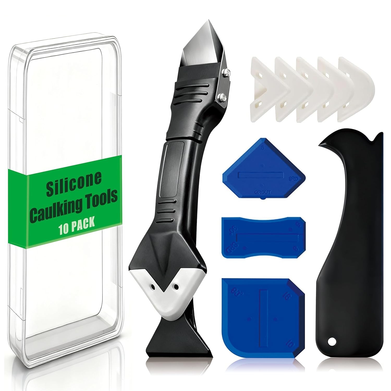 3 in 1 Silicone Caulking Tools, 10 Pack, Grout Removal Sealant Finishing Tool wi
