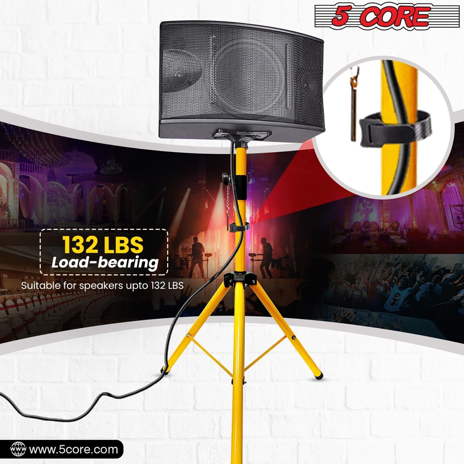 5Core Speaker Stand Tripod Tall Adjustable 72 Inch DJ Studio Monitor Pair Stands