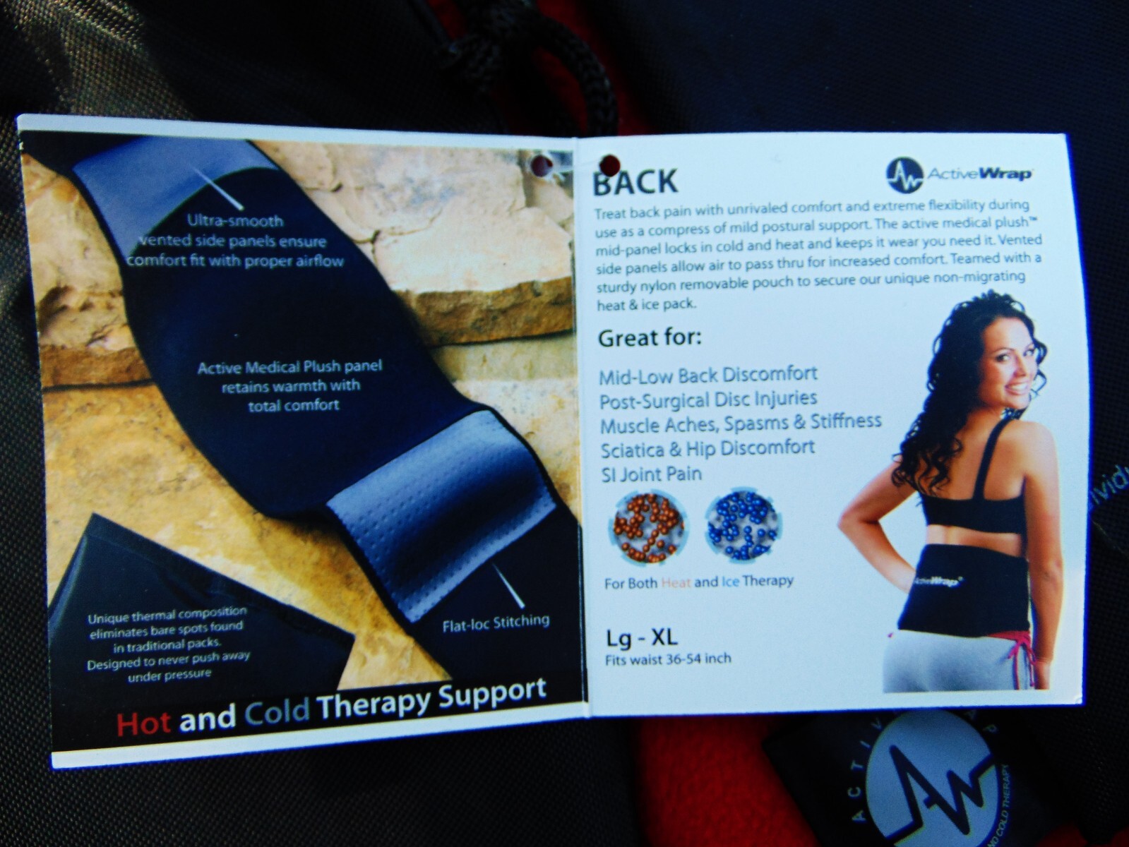 ACTIVE WRAP ~ HEAT & COLD THERAPY SYSTEM~ BACK WRAP ~ SIZE LG-XL