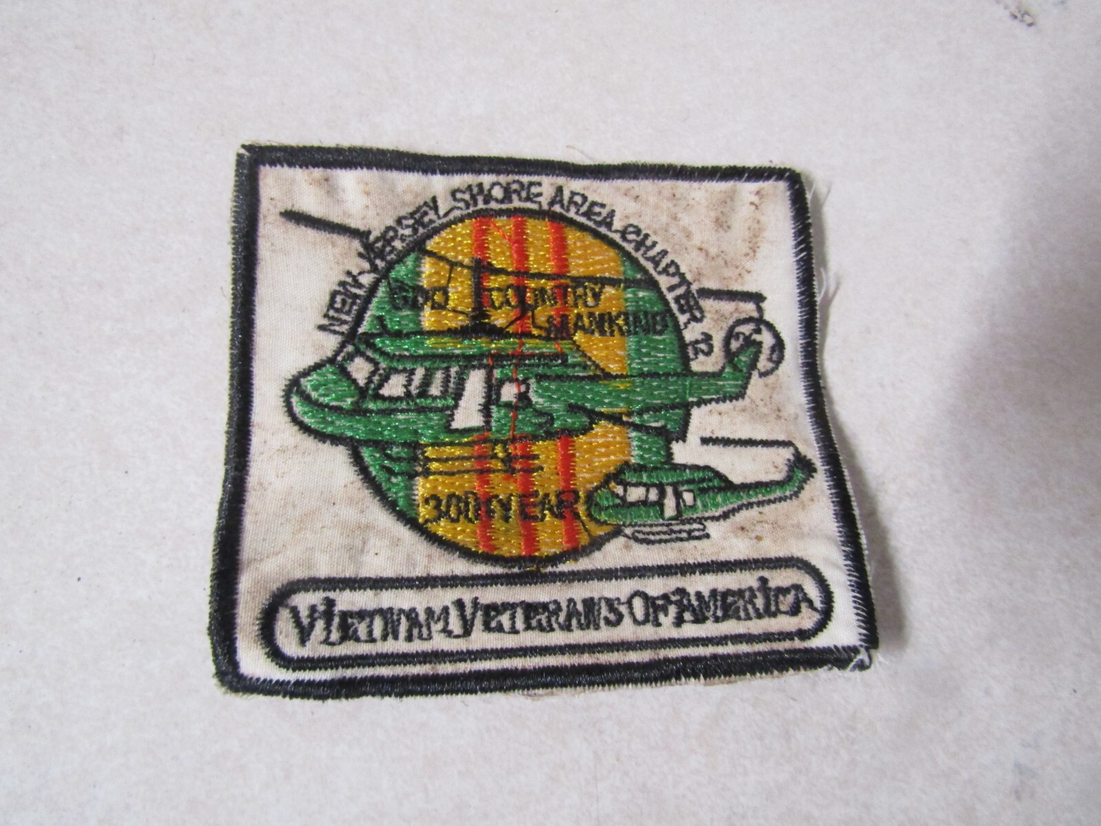 MILITARY PATCH SEW ON OLD VIETNAM ERA VETERANS OF AMERICA NEW JERSEY SHORE AREA
