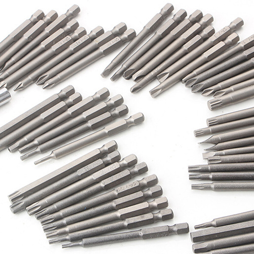 US 50Pcs Extra Long Security Bits Hex Torx Star Spline Flat Screwdriver Bit Set