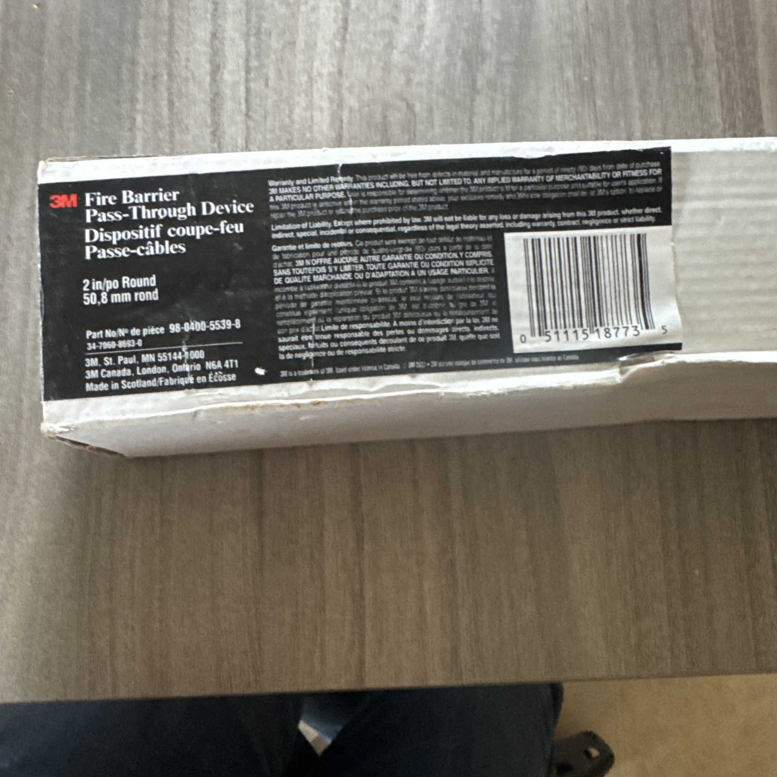 3M Fire Barrier Pass-Through Device PT2RD, 2 in Round