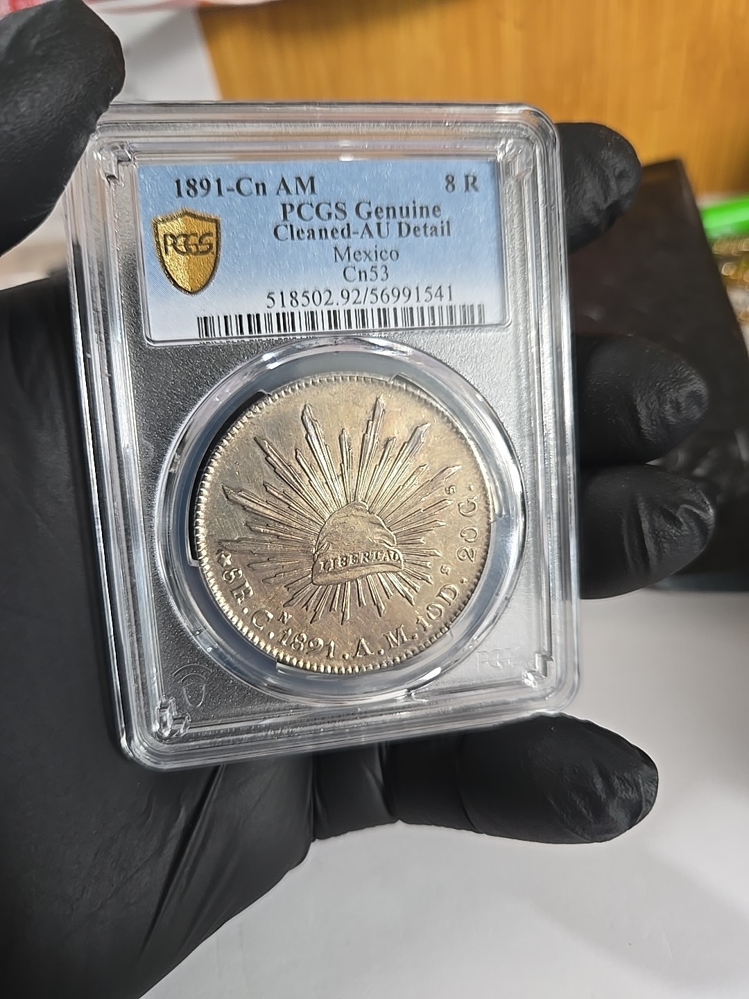 1891-Cn AM 8 Reales  PCGS Genuine Cleaned -AU DETAILS