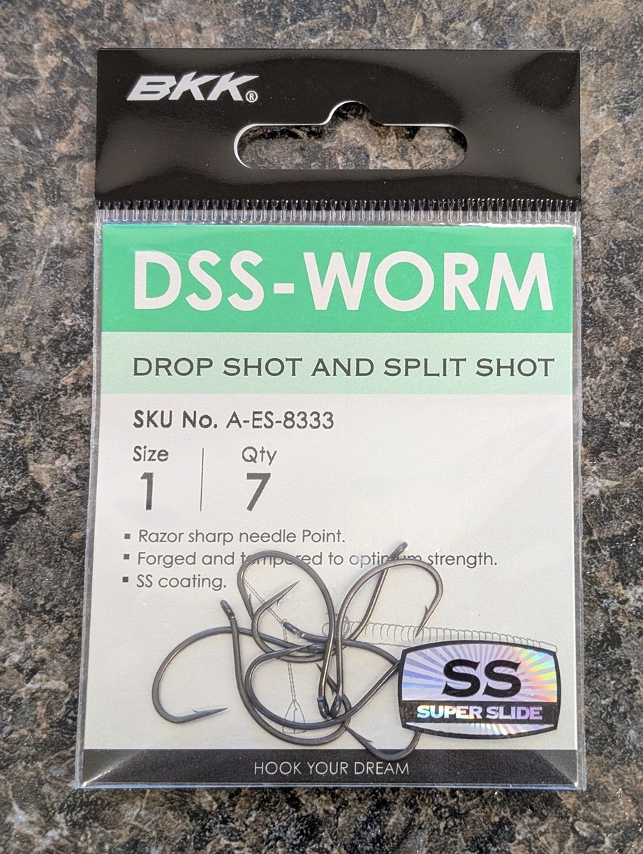 BKK DSS Worm Hooks - Size 1 - Drop Shot and Split Shot Hooks - Pack of 7