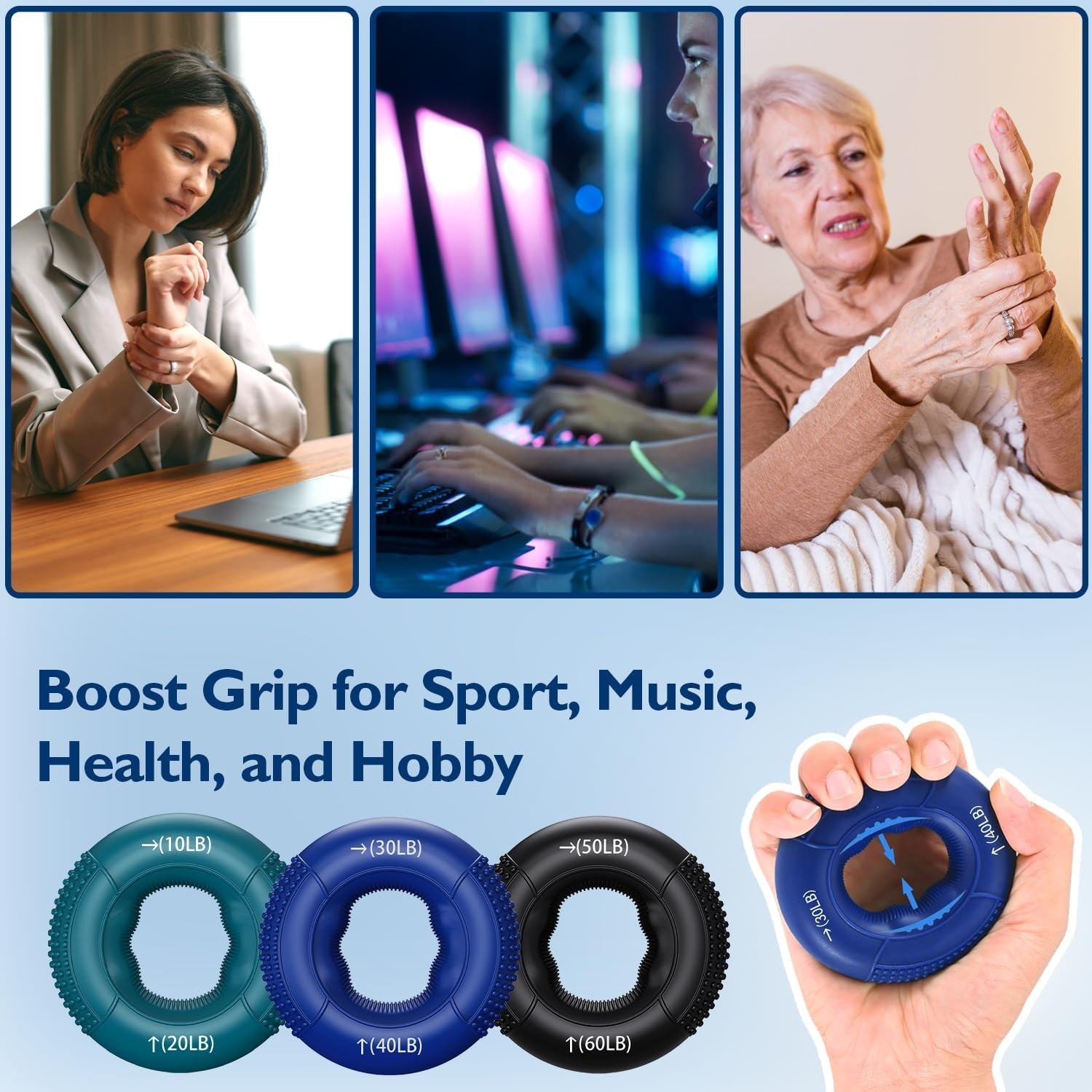 Adjustable Forearm Strengthener Kit - 9-Piece Hand Grip Trainer for All Levels
