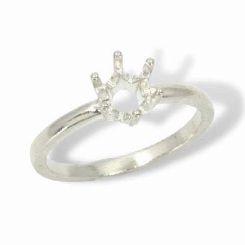 (4mm - 6.5mm) Round 6-Prong Sterling .925 Ring Setting (Ring Size 5,6,7, 8 )