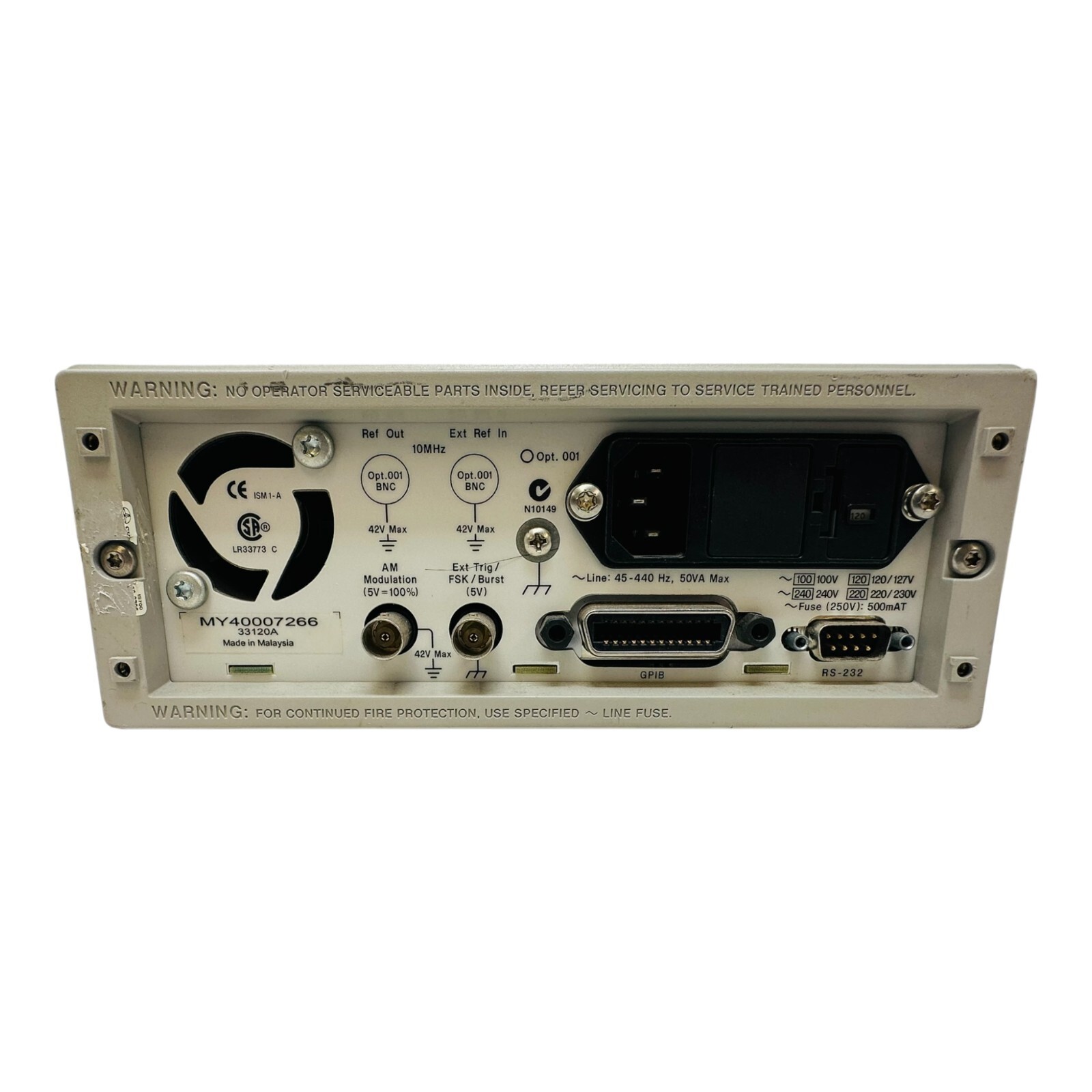 AGILENT 33120A 15MHz FUNCTION/ARBITRARY WAVEFORM GENERATOR PASSES SELF-TEST RM