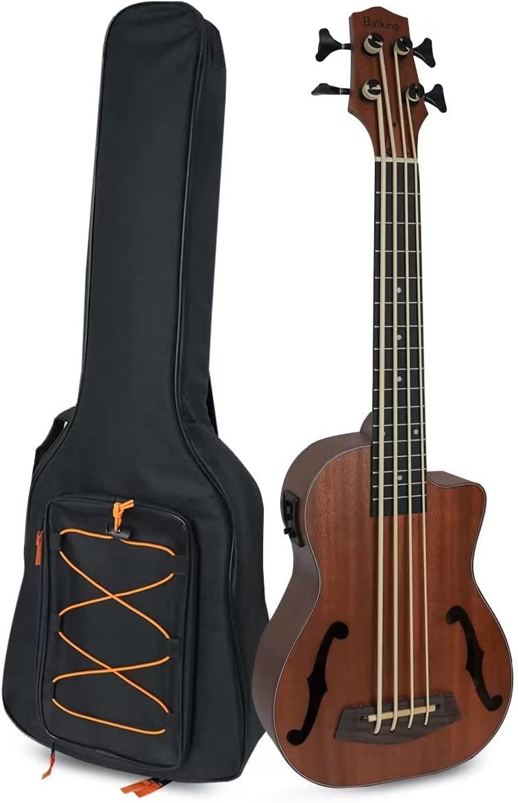 Batking Ukulele Bass UBass Baritone 30 Inch Mahogany F-Holes Fretted/EQ Gig Bag