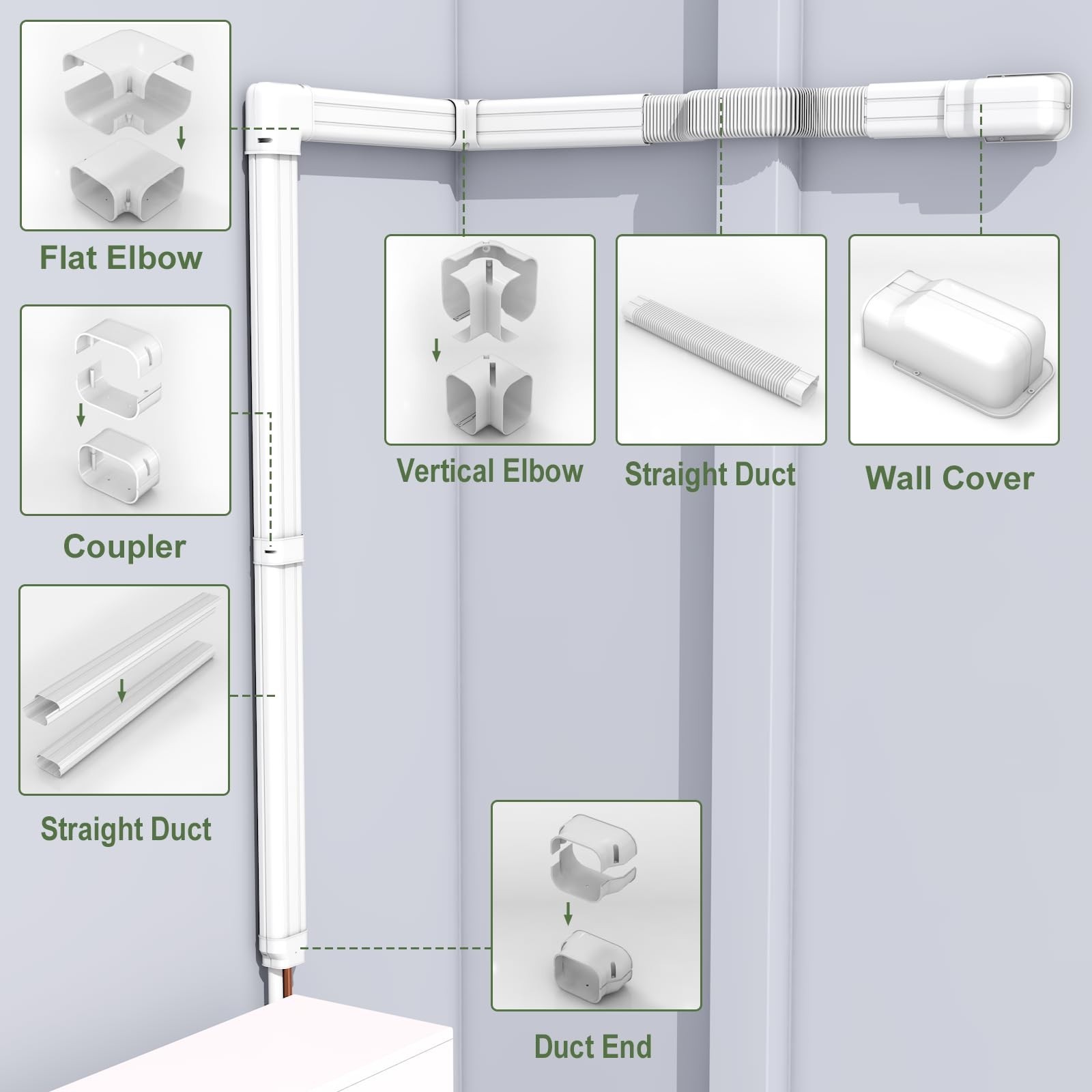 4" 19.5Ft Mini Split Line Set Cover, Line Cover Kit for Mini Split and Centra...