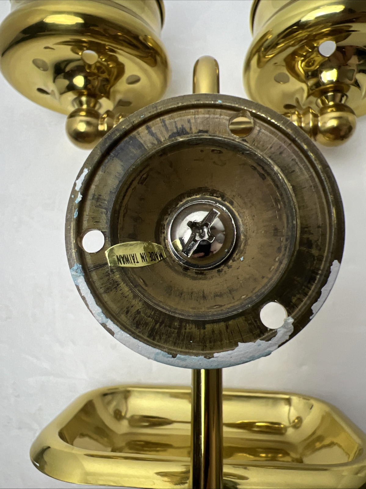 Brass & Ceramic his & hers Cups & Soap Dish Bathroom Fixture Wall Mounted