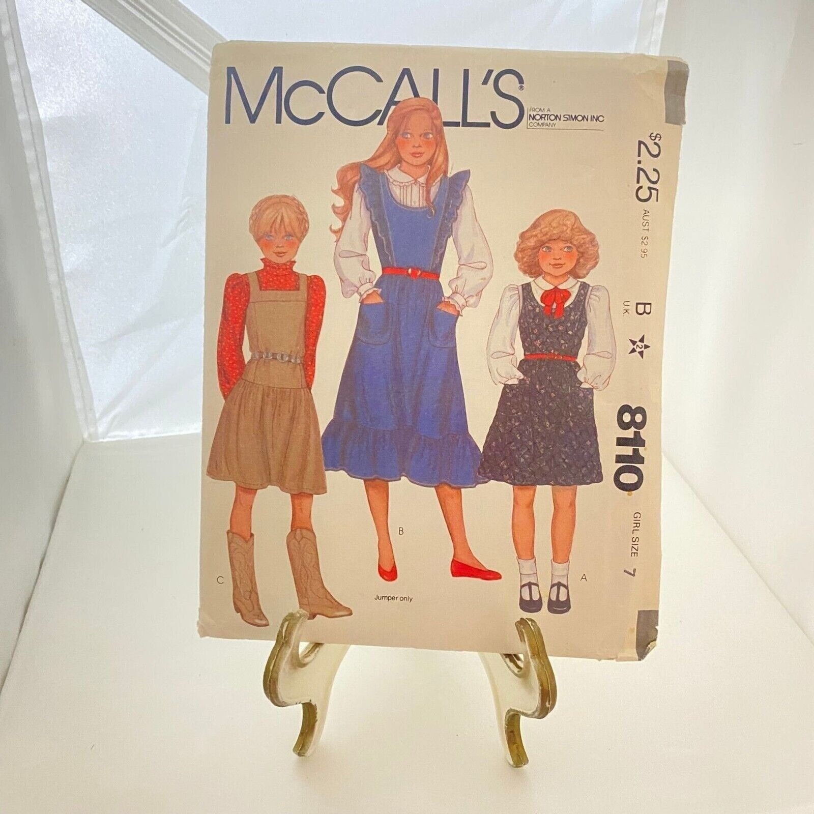 #8110 McCalls VTG Girls Jumper Sewing Pattern Size 7