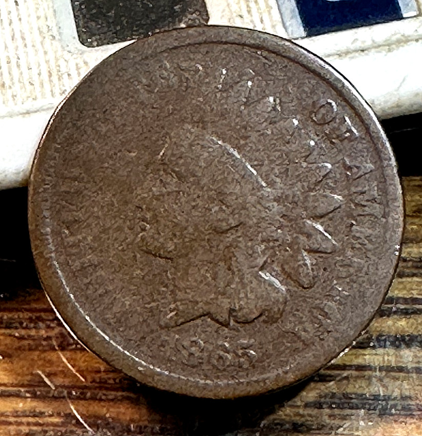 1865 Fancy 5 Indian Cent Nice Original Good CHRC