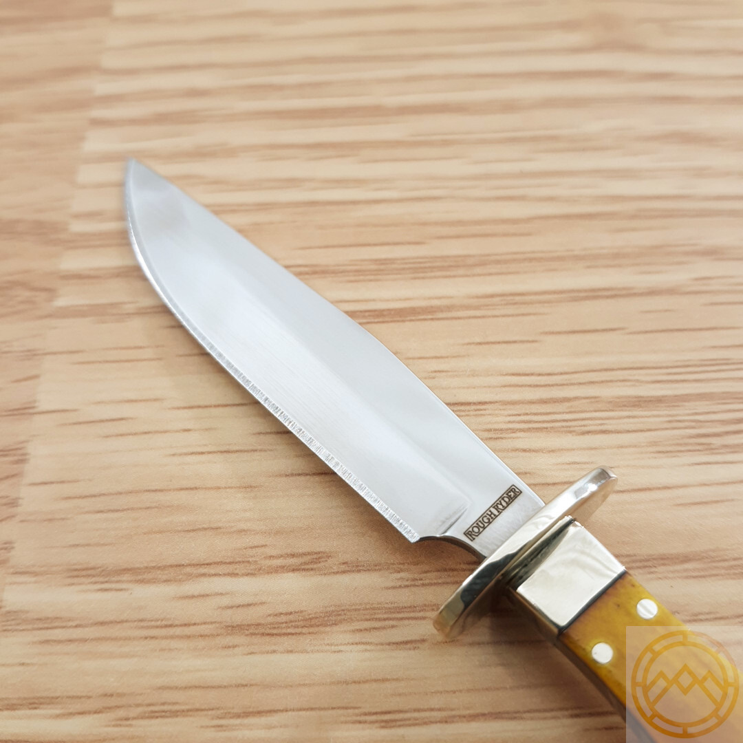 Rough Ryder Texas Mini Bowie Fixed Knife 2.5" Steel Blade Smooth Bone Handle
