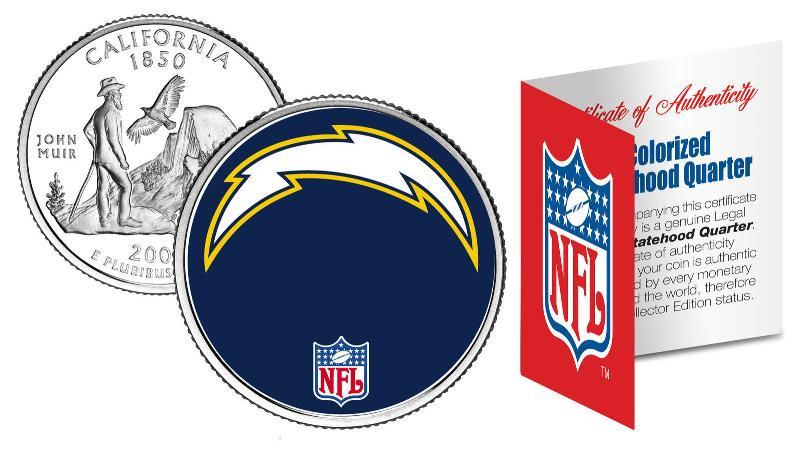 SAN DIEGO CHARGERS * Officially Licensed * NFL CALIFORNIA US State Quarter Coin