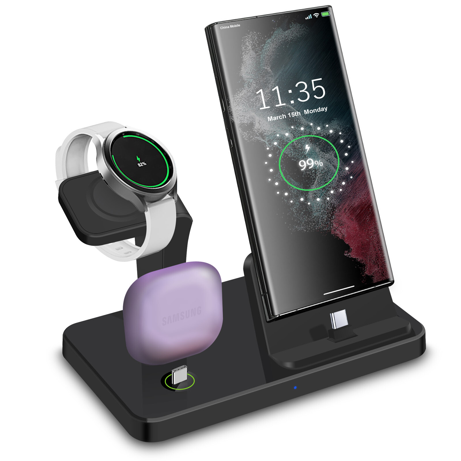 US 3in1 Charging Station For Samsung Galaxy Watch Ultra/8/7/6 S25 Ultra S24+ S23