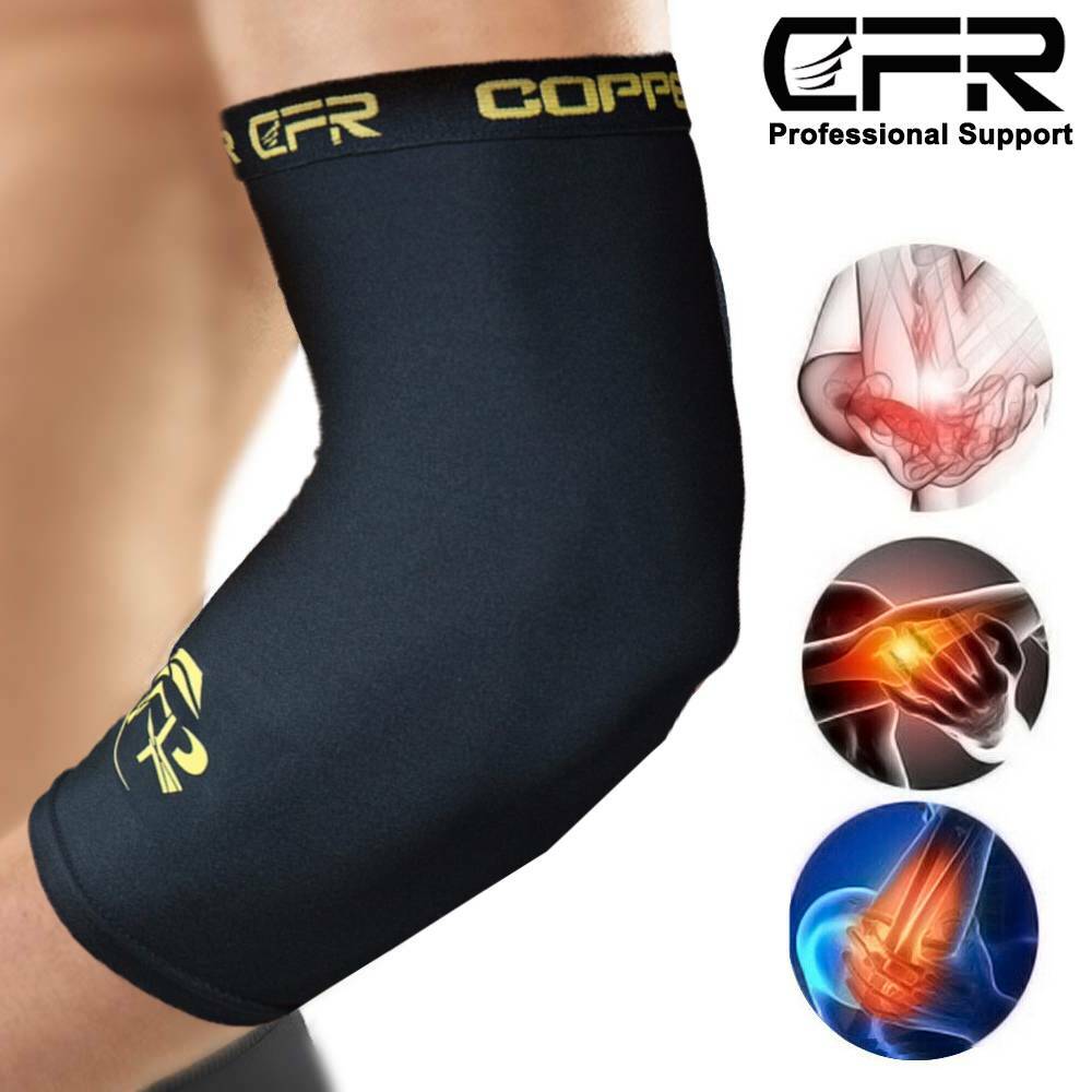 Copper Elbow Brace Compression Support Sleeve Arthritis Tendonitis Joint Pain @