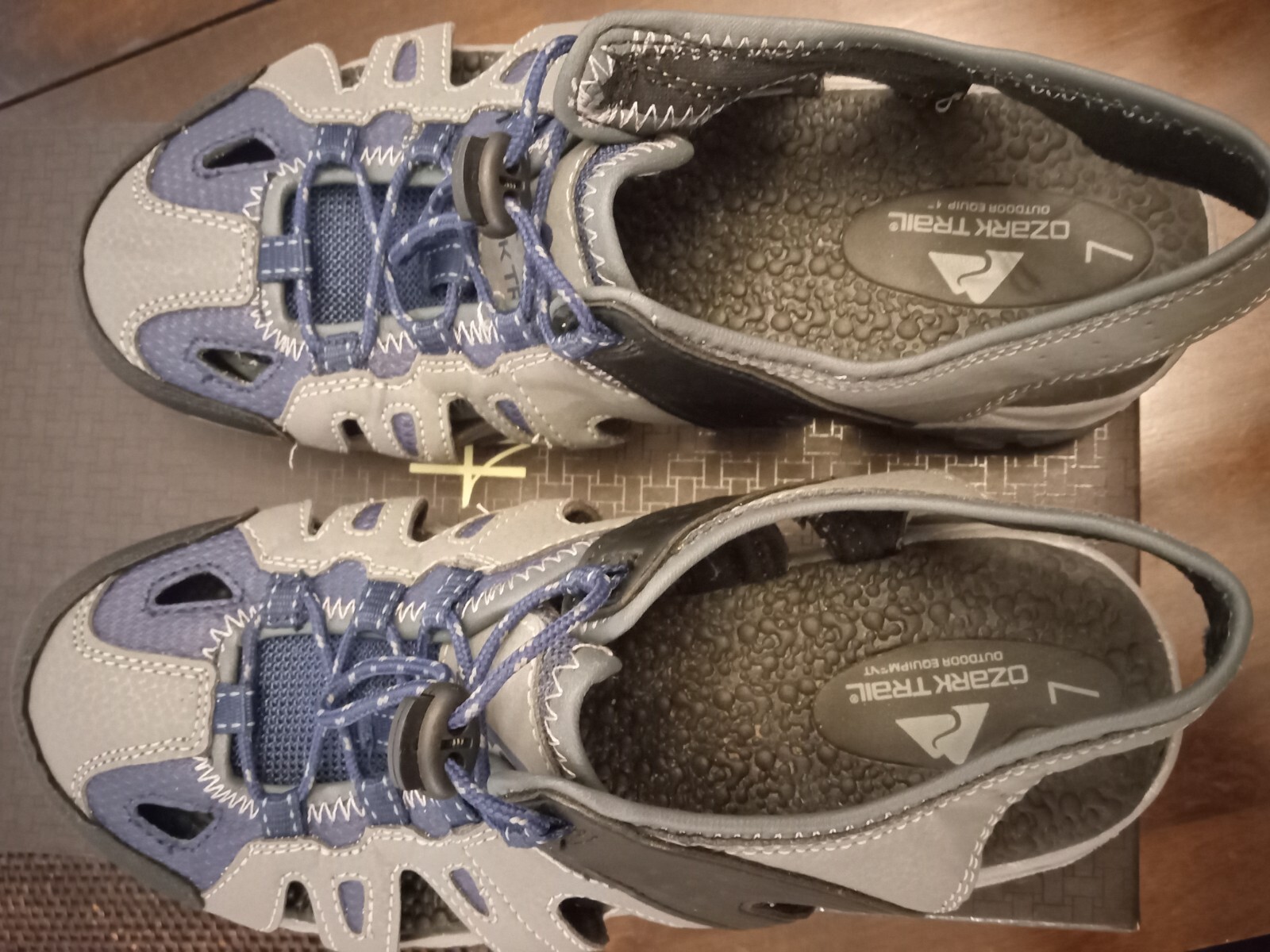 Ozark Trail Mens Grey Blue Outdoor Hiking Slip On Sandals Size 7
