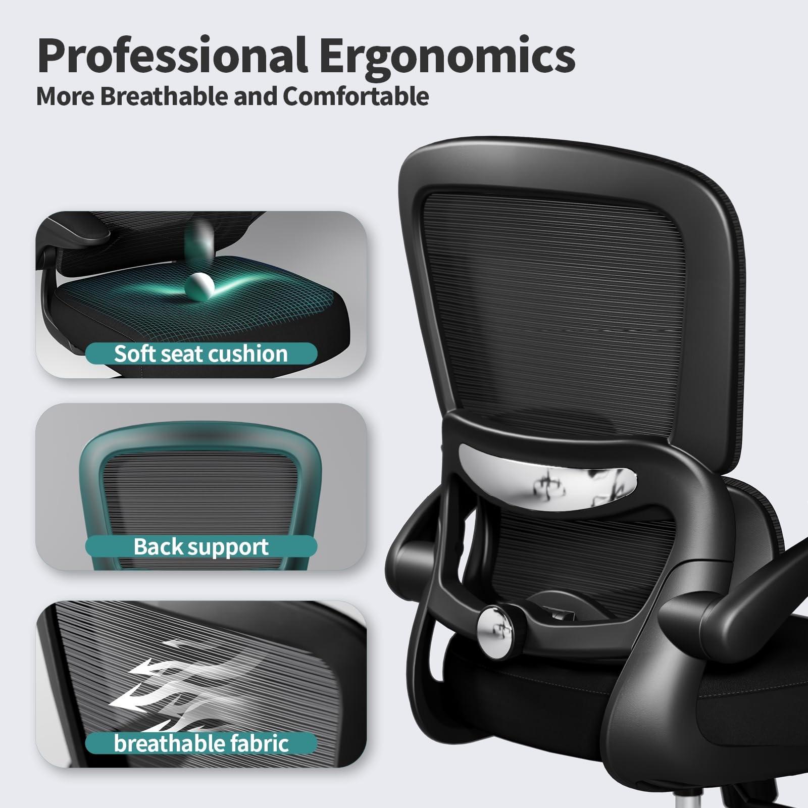 Ergonomic Office Chair with Adjustable Lumbar Support and Mesh Design