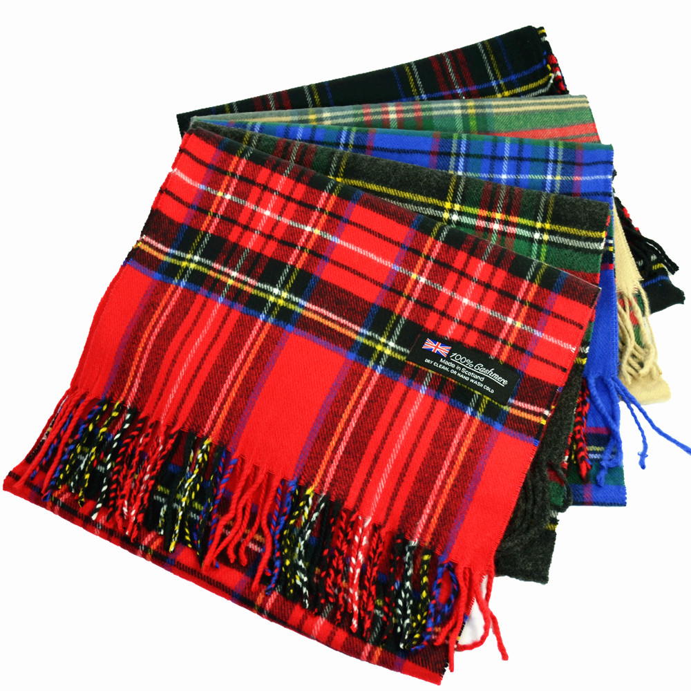 Mens Royal Stewart SCOTLAND 100% CASHMERE Scarf Winter Scarves Check Plaid Wool