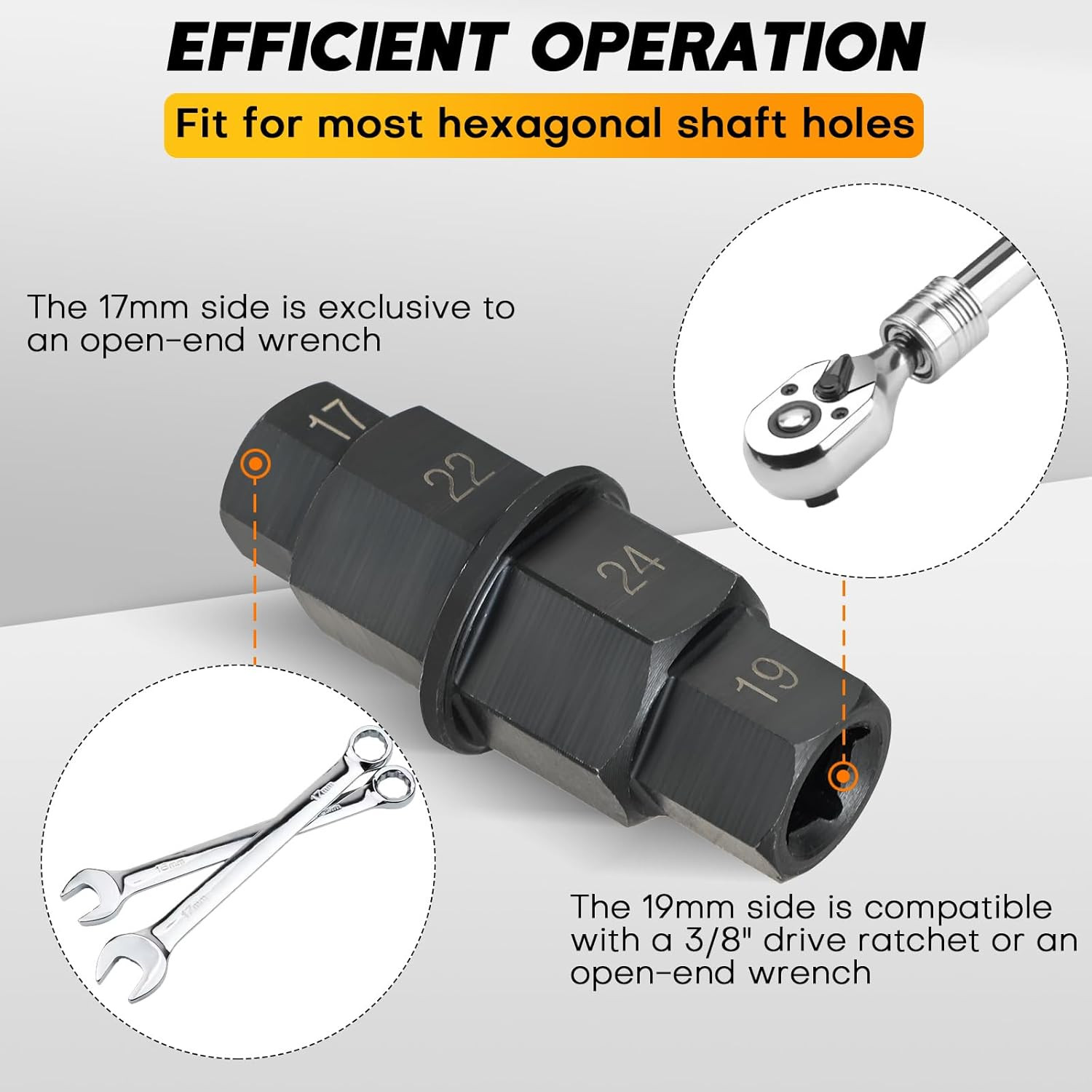 Hex Axle Motorcycle Tool | Hex Allen Front Wheel Spindle Socket Adapter, Hex Bit