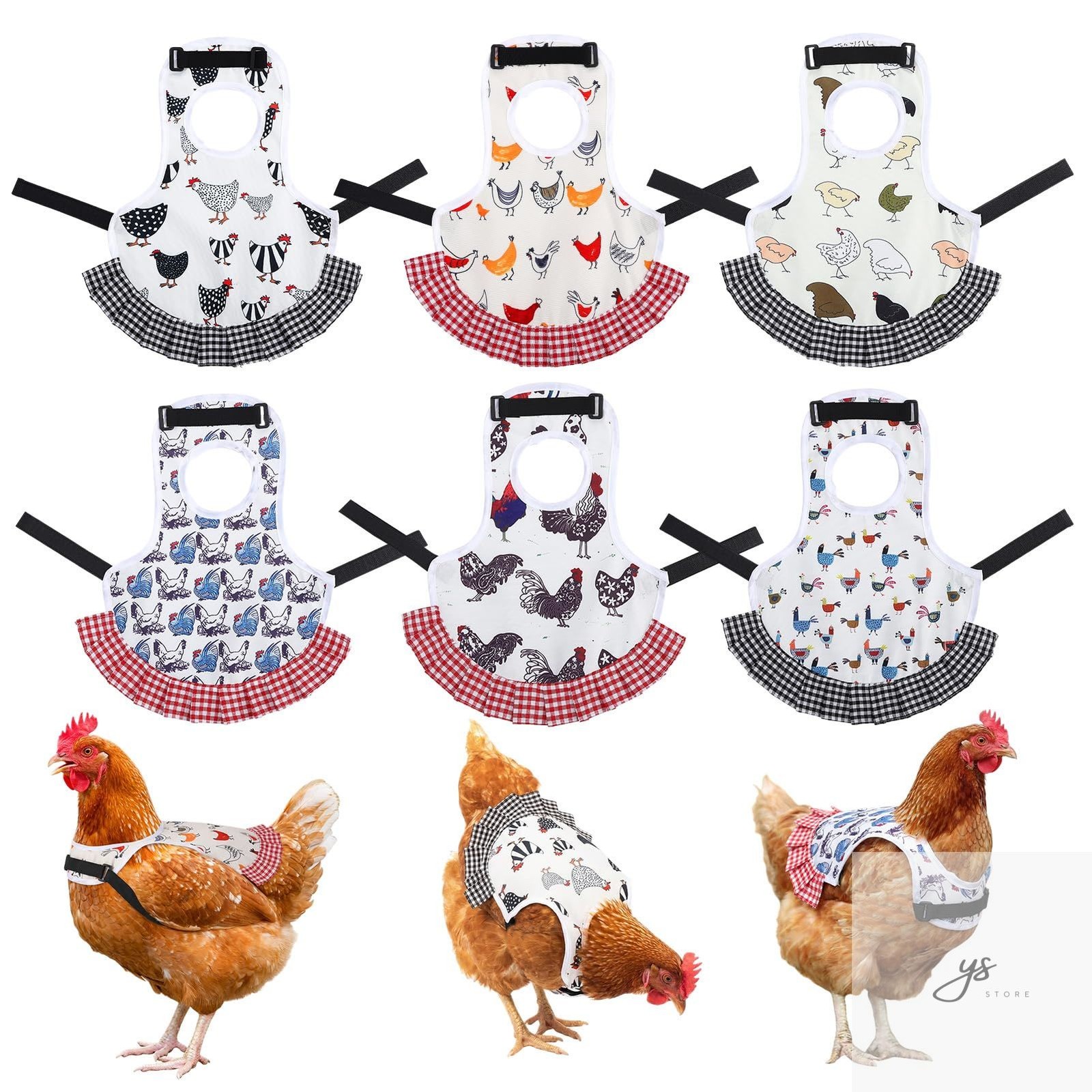 6 Pcs Chicken Saddle for Hens, Chicken Aprons Back Protector for Hens, Chickens