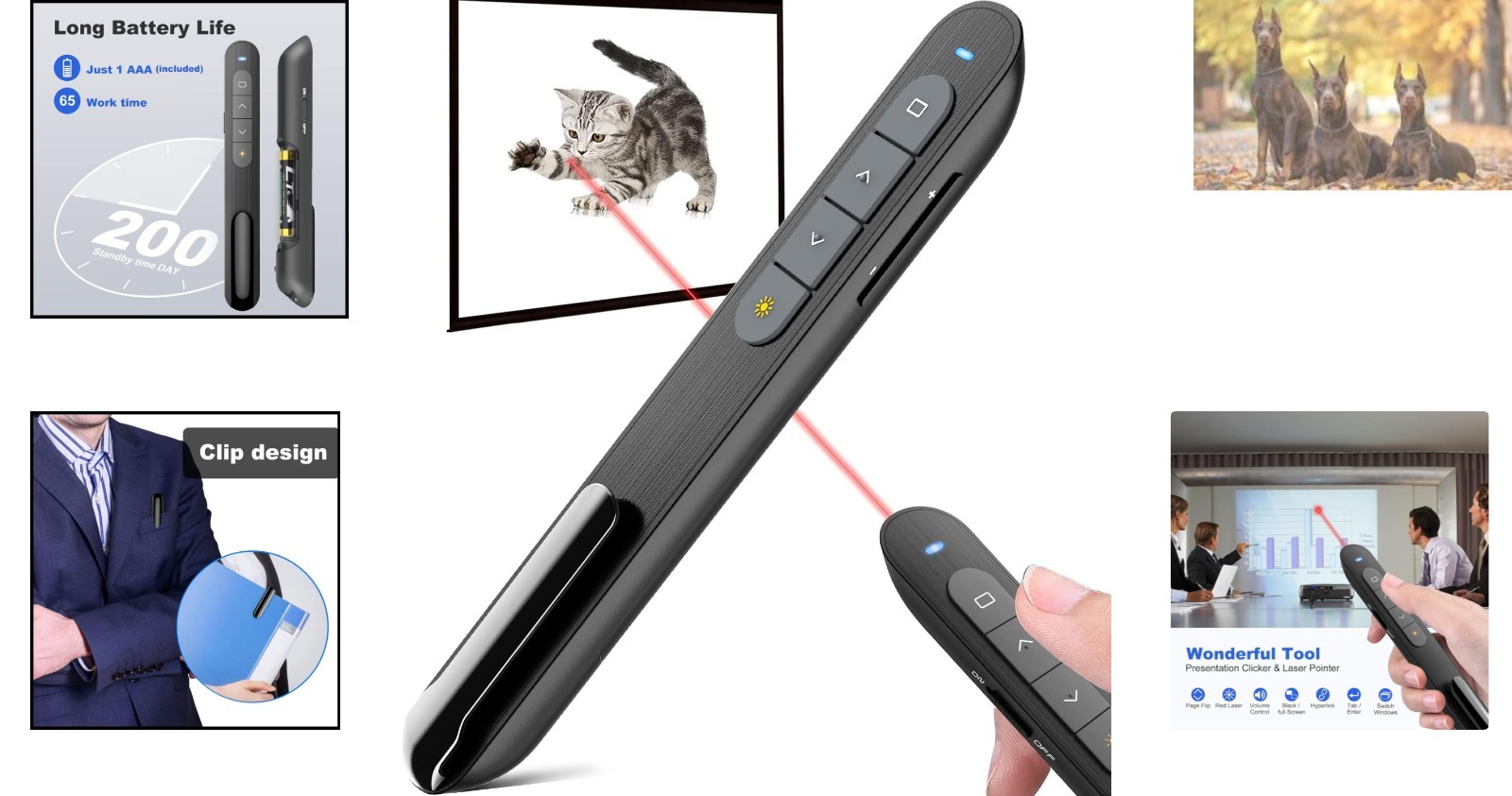 Ergonomic Wireless Presenter with Red Light - 100ft Range for Seamless Control